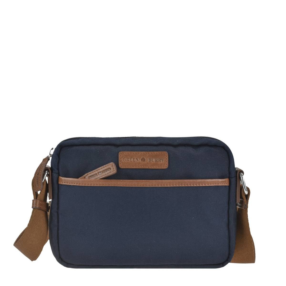 Greenburry Umhängetasche "Madeleine" Nylon Crossbag 24x16cm kleine Crossover Tasche, leicht, kompakt, praktisch, langer Gurt, blau