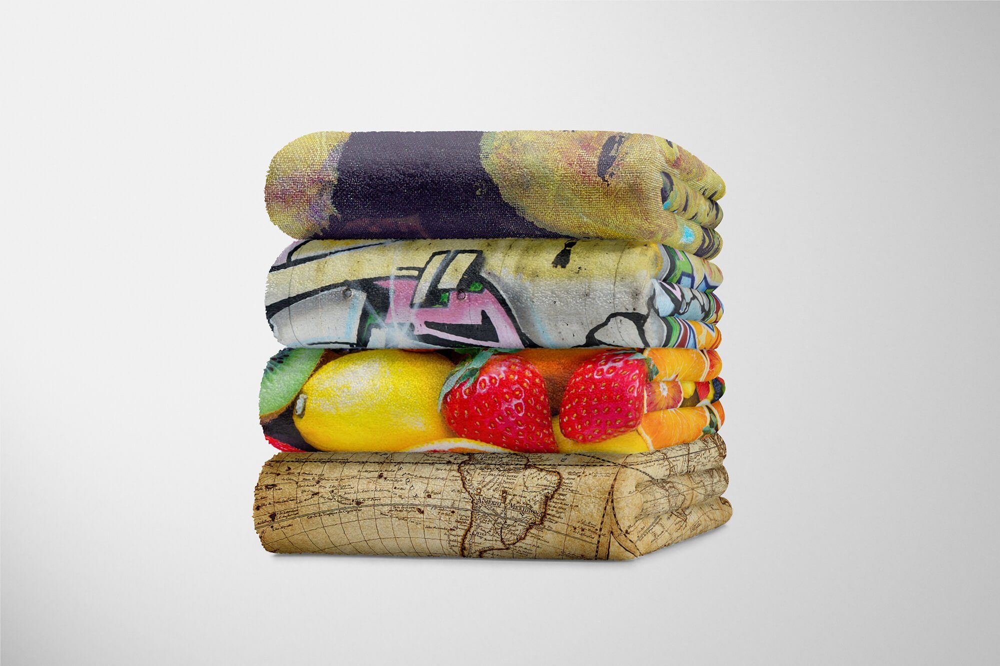 Baumwolle-Polyester-Mix Kuscheldecke mit Art (1-St), Fotomotiv Erdbeeren, Handtuch Früchte Handtuch Saunatuch Sinus Handtücher Strandhandtuch