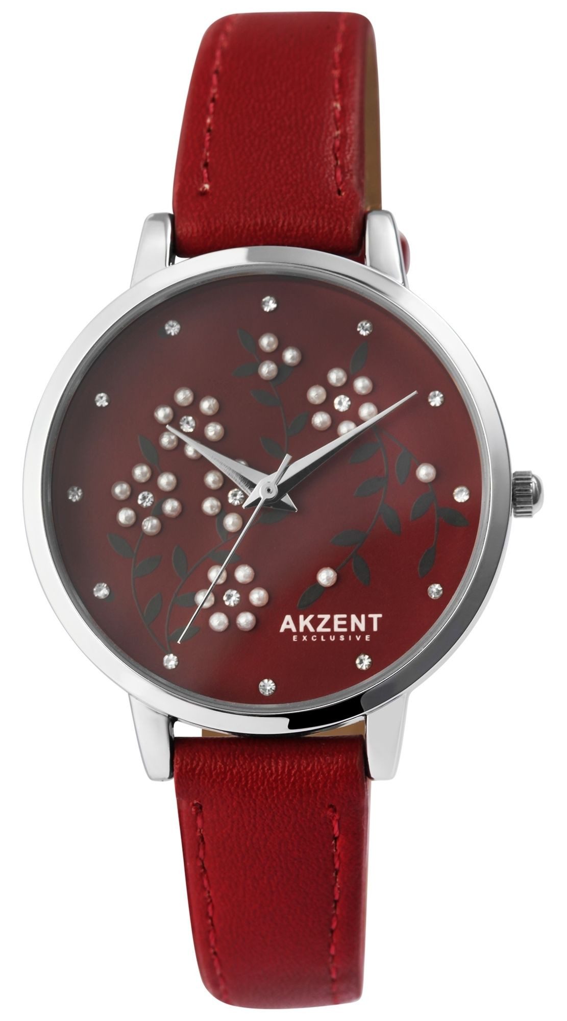 AKZENT Quarzuhr Golsum Akzent Exclusive Damenarmbanduhr mit Lederimitationsband