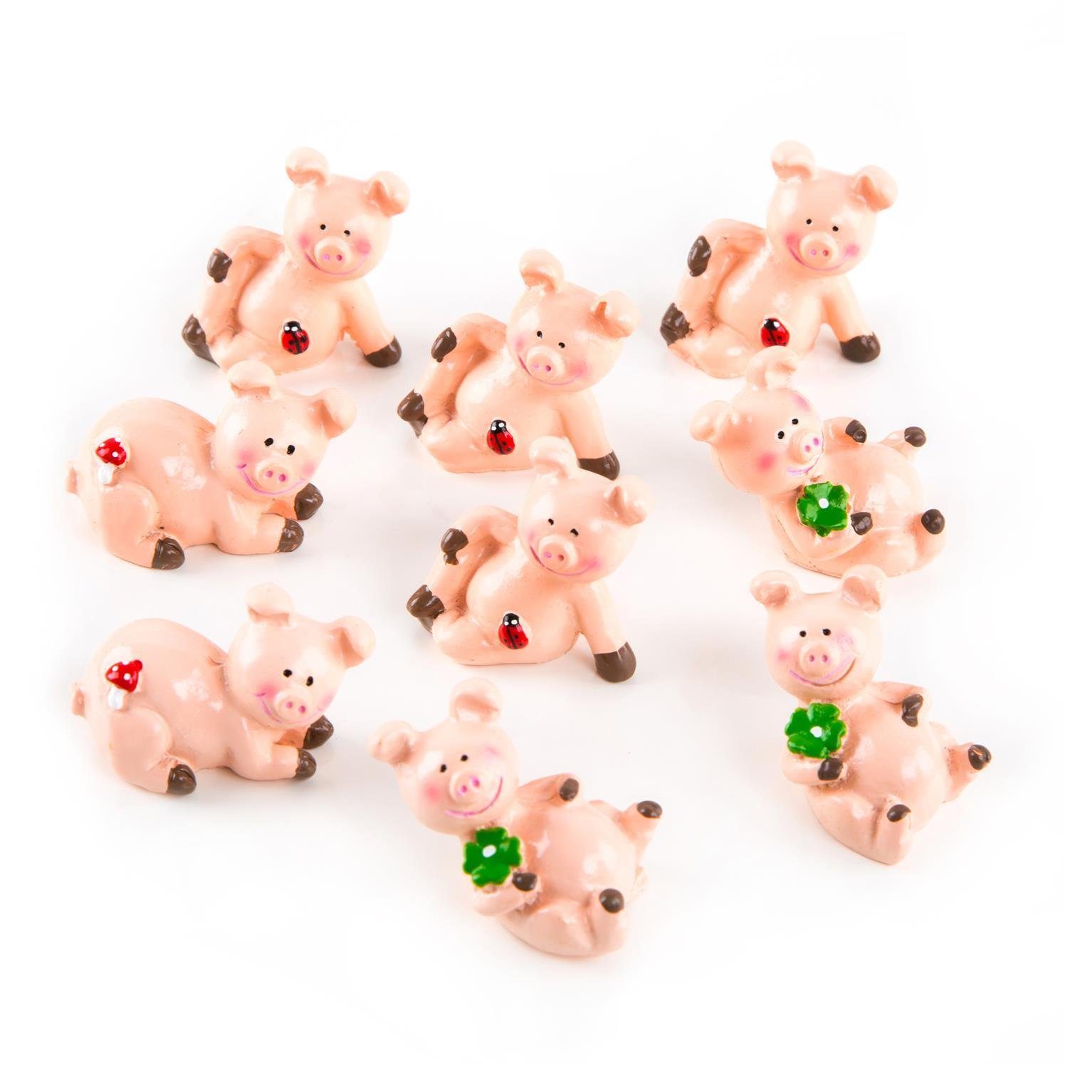 Logbuch-Verlag Dekofigur kleine Glücksschweinchen in rosa mit Kleeblatt (9 St) | Dekofiguren