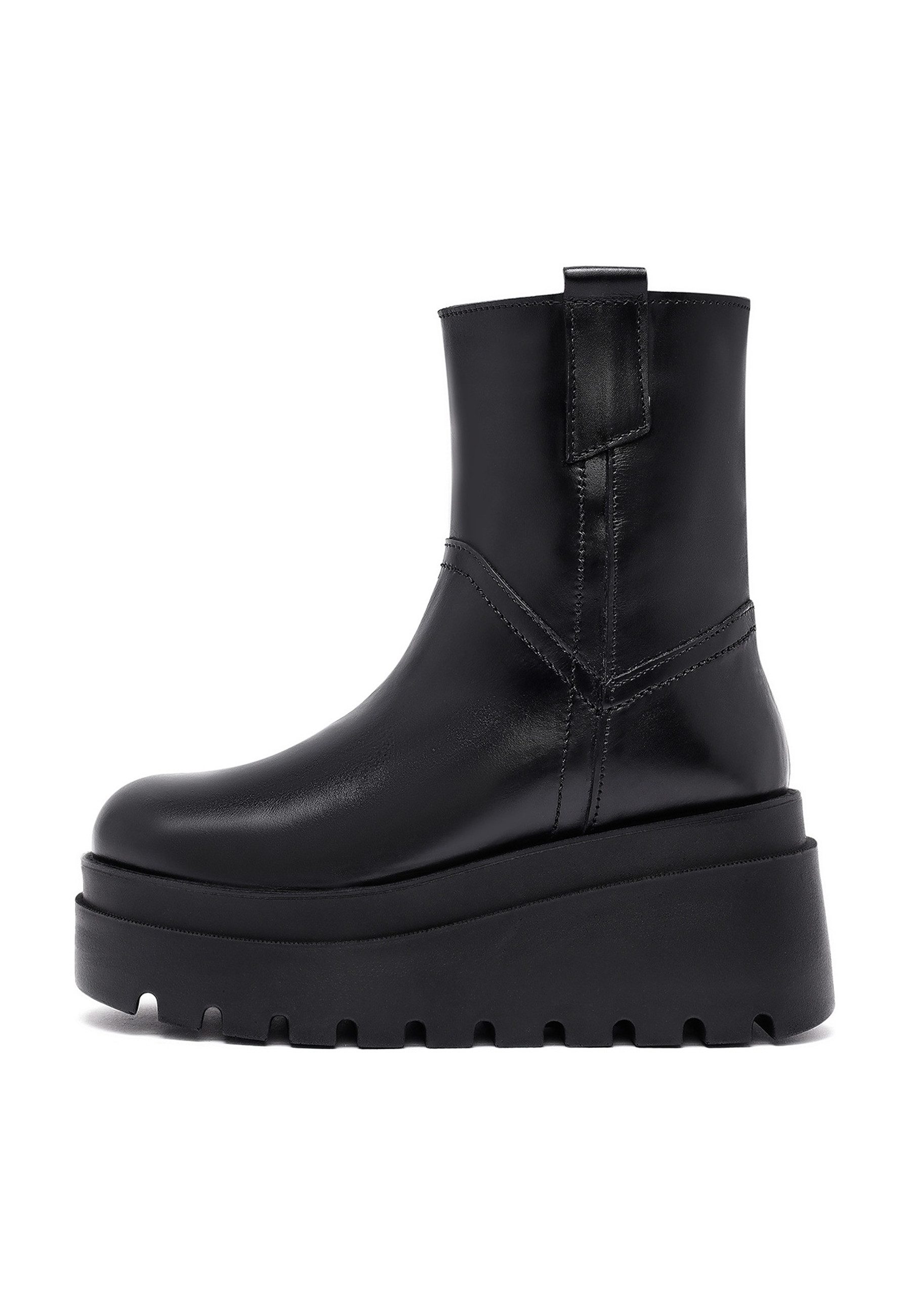 Derimod Leder Chunky Plateau-Stiefel Ankleboots Echtes Leder, Plateau Sohle, Seitenreißverschluss, Textilfutter