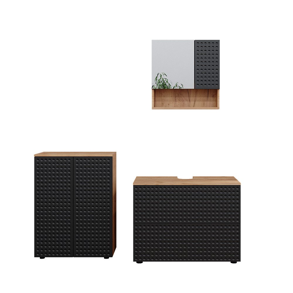 Vicco Badmöbel-Set Irma, Goldkraft Eiche/Anthrazit, 3 günstig online kaufen