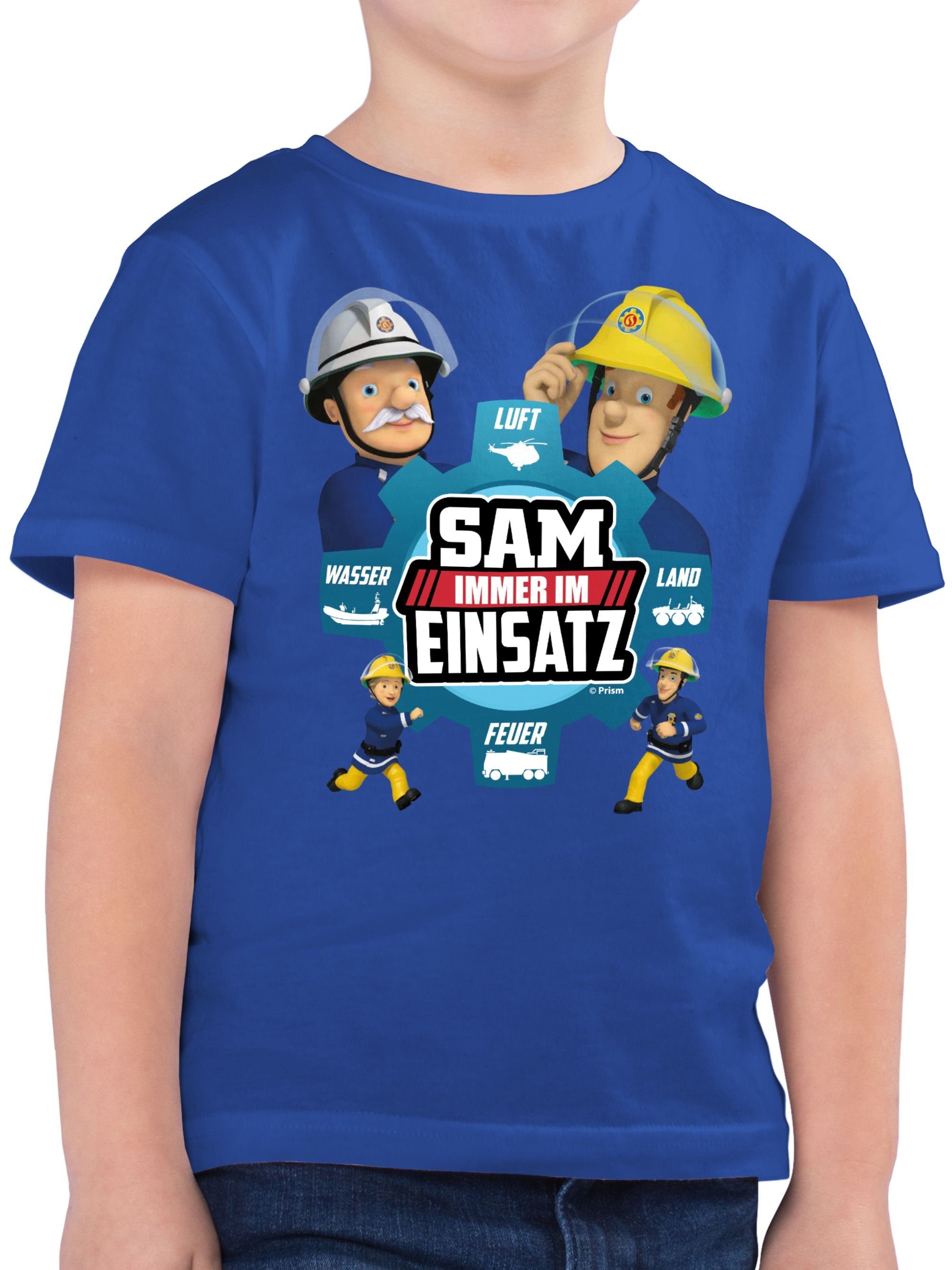 Einsatz T-Shirt Royalblau Sam Sam - Jungen 03 Feuerwehrmann im Shirtracer Immer