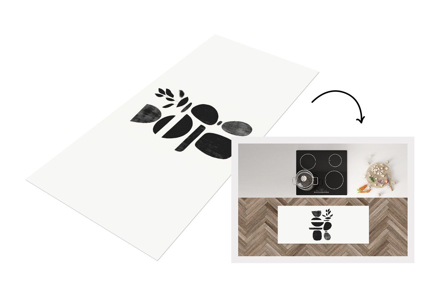 MuchoWow Küchenläufer Japandi - Schwarz - günstig online kaufen