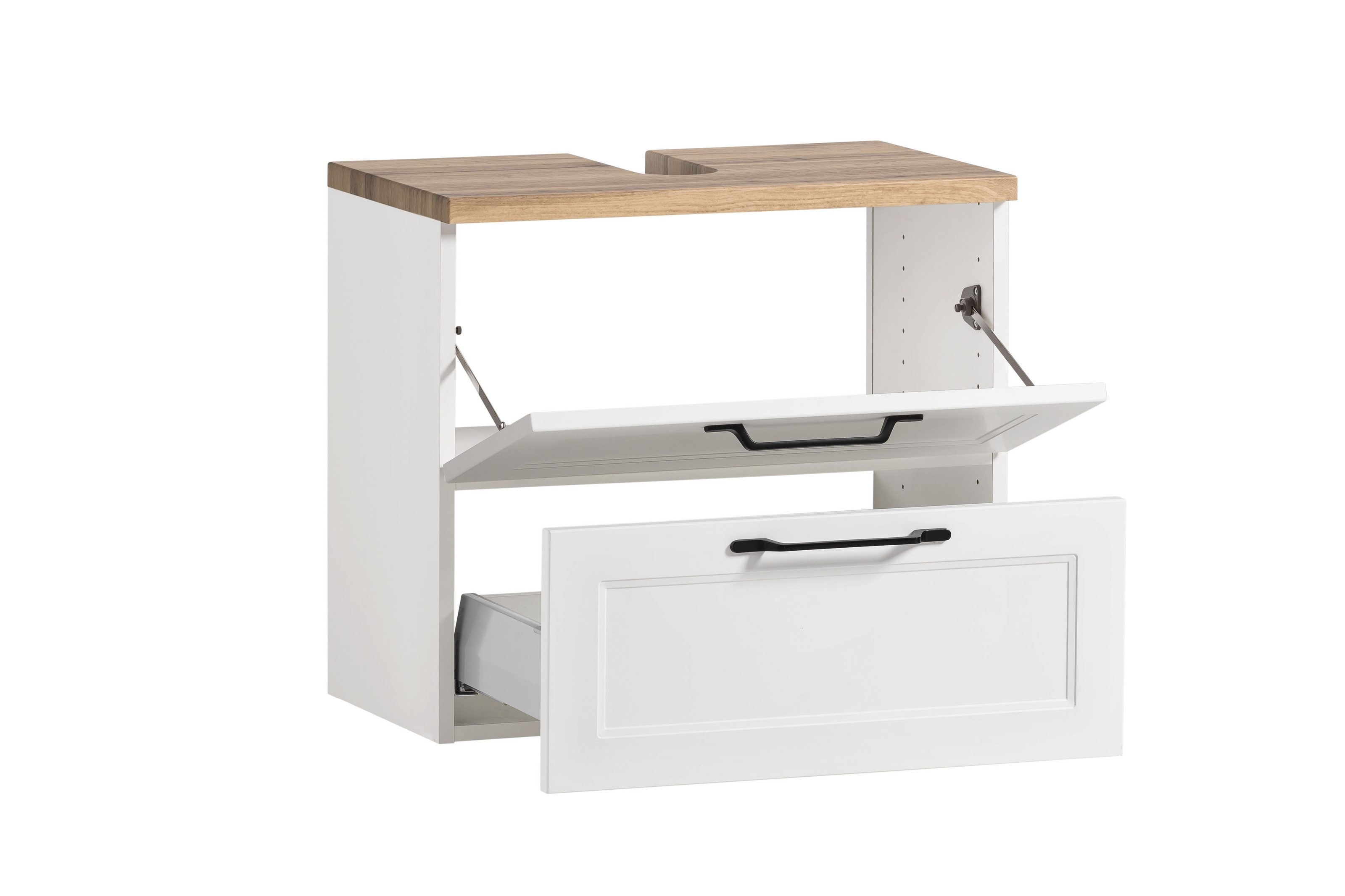 HELD MÖBEL Waschbeckenunterschrank in weiß, Wotaneiche, MDF - 60x54x35cm (BxHxT)