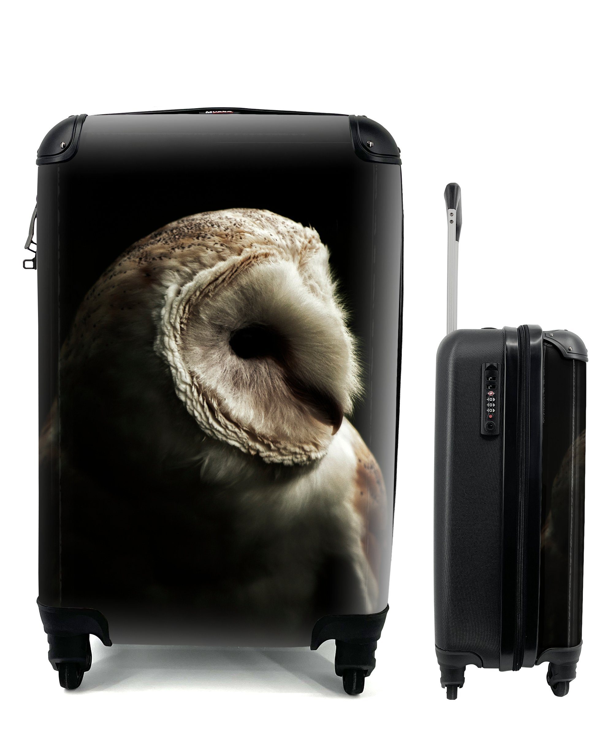 Porträt, mit 4 Handgepäck für Reisetasche Vogel - Eule Handgepäckkoffer Trolley, Reisekoffer Rollen, MuchoWow rollen, Ferien, -