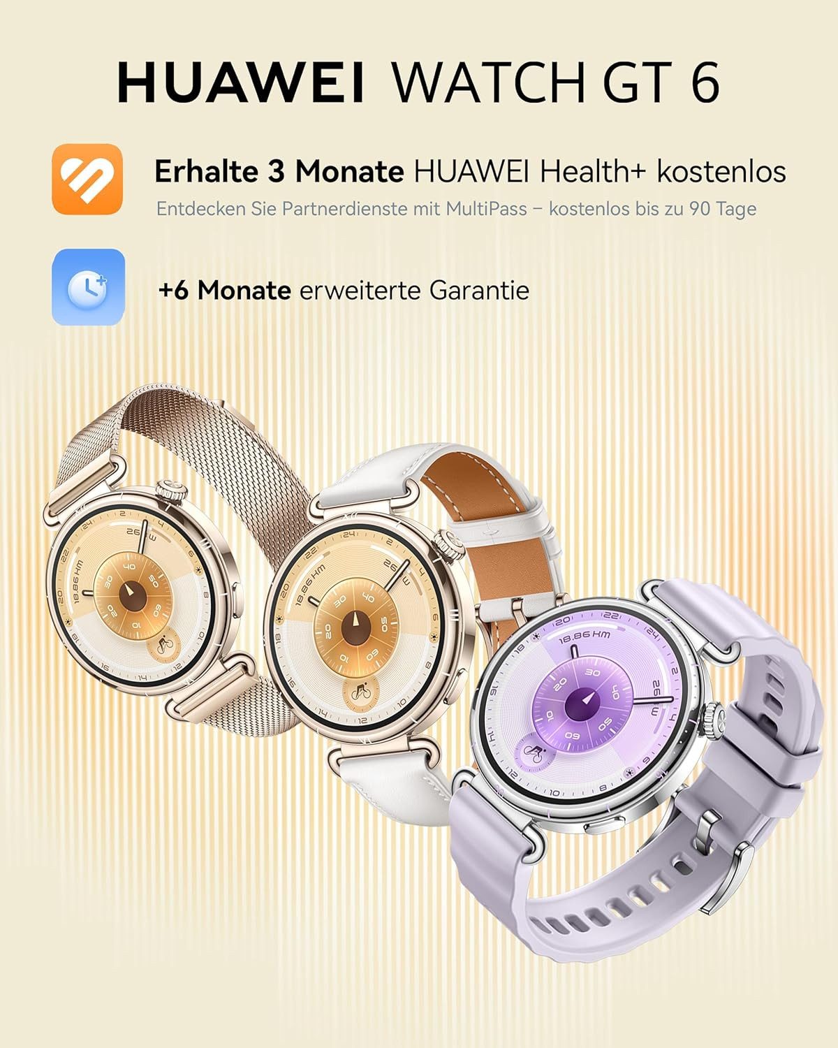 Huawei Bis zu 21 Tage Akku AMOLED-Display GPS Damen's Fitness-Tracker Smartwatch (3,3 cm/1,47 Zoll, Android iOS), mit 100+ Sportmodi, SPO2, Schlaf tracking Kompatibel mit Android & iOS