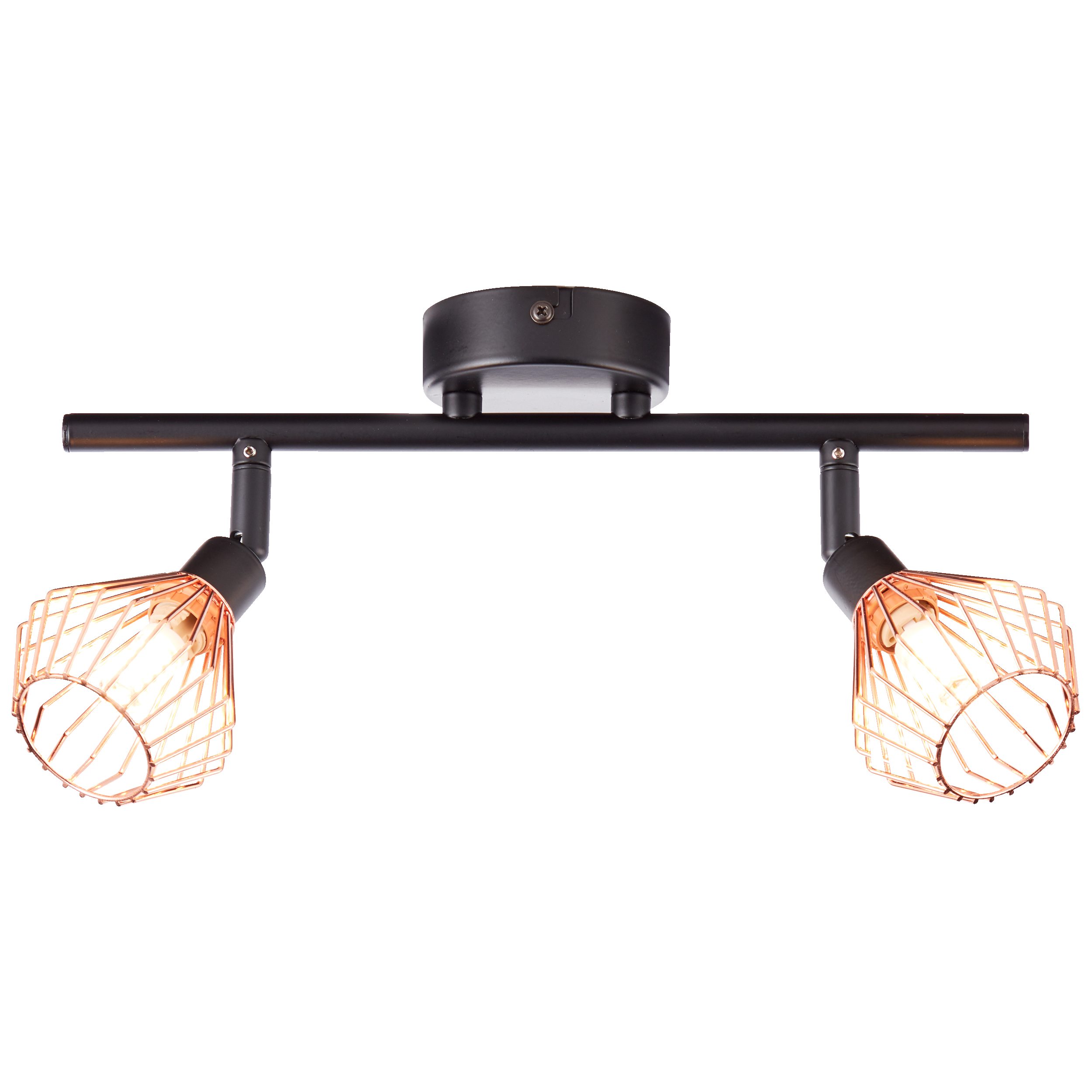 Lightbox Deckenstrahler, ohne Leuchtmittel, LED Deckenstrahler 2 flammig - Deckenspot mit stilvollen Draht-Schirm