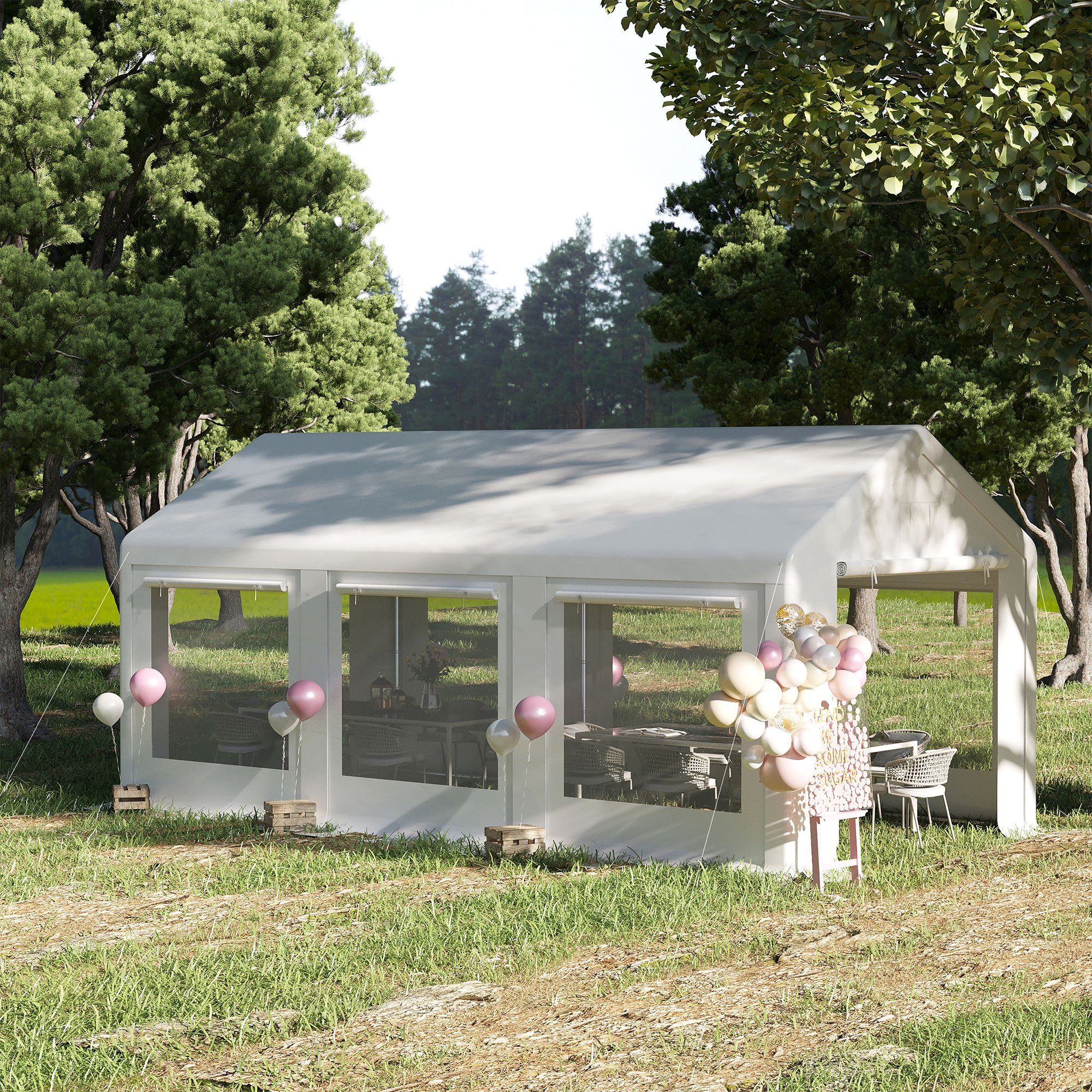 Outsunny Pavillon mit aufrollbaren Seitenwänden, mit günstig online kaufen