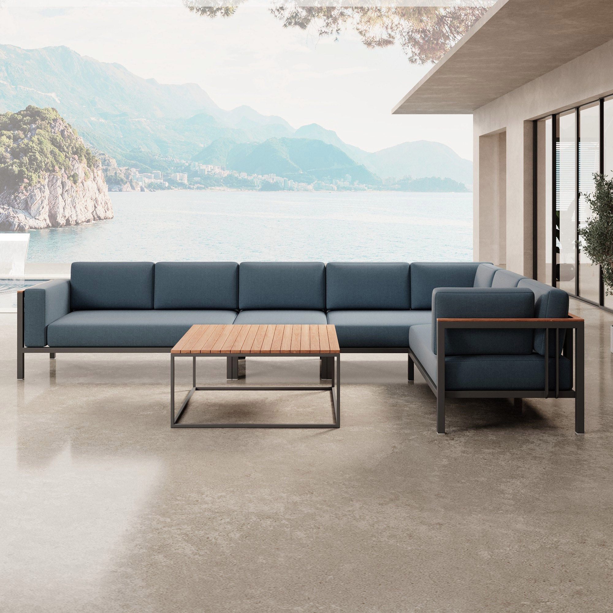 Luxusbetten24 Gartenlounge-Set Euphoria – L-Maxilounge & Tisch aus Aluminium, UV-Resistent & Wasserabweisend