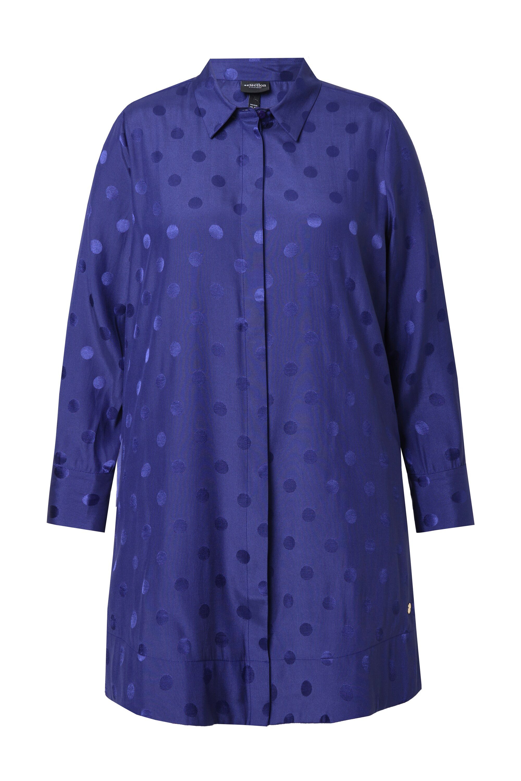 Ulla Popken Longbluse Longbluse Jacquard-Punkte Hemdkragen günstig online kaufen