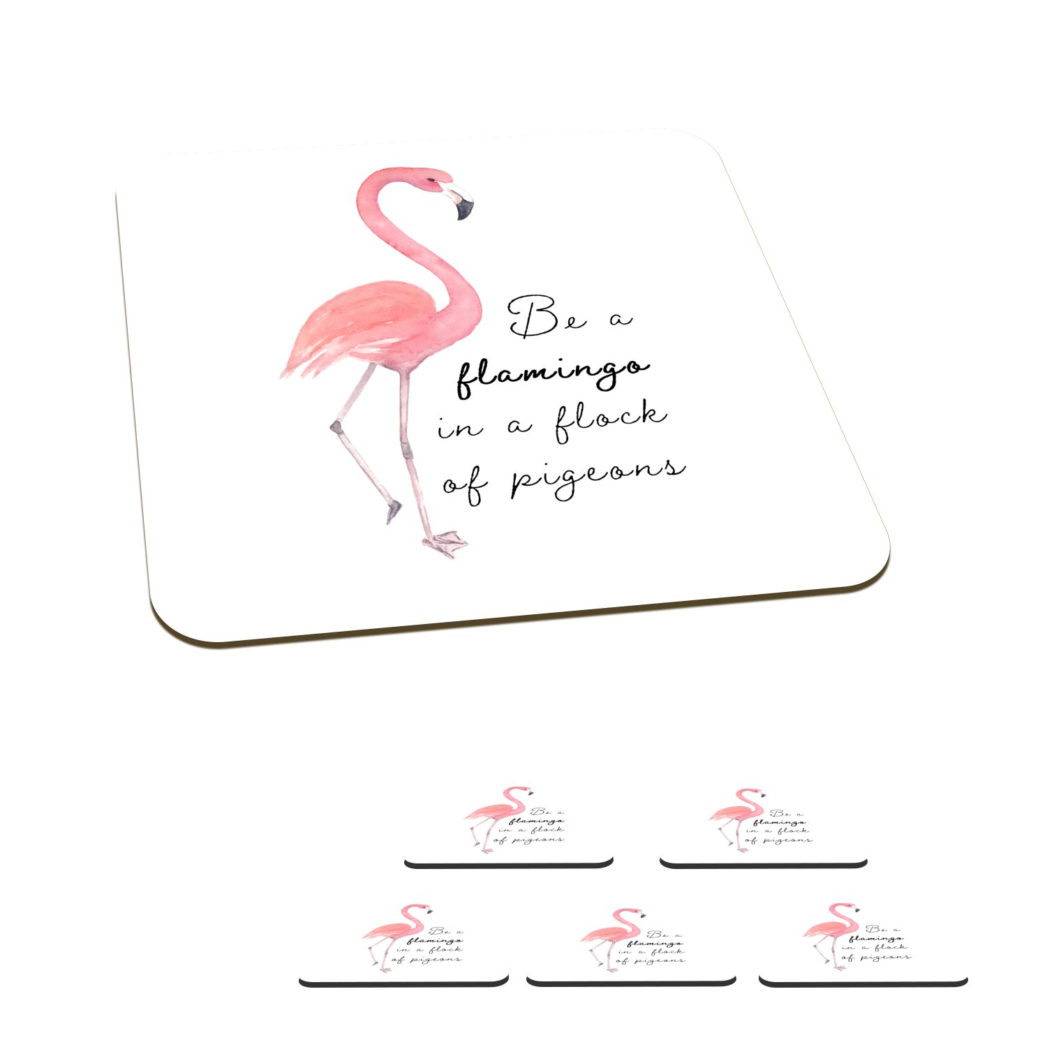 MuchoWow Glasuntersetzer Flamingo - für Zitate, Gläser, - Untersetzer, Glasuntersetzer, Tasse 6-tlg., Tischuntersetzer, Zubehör Briefe Korkuntersetzer