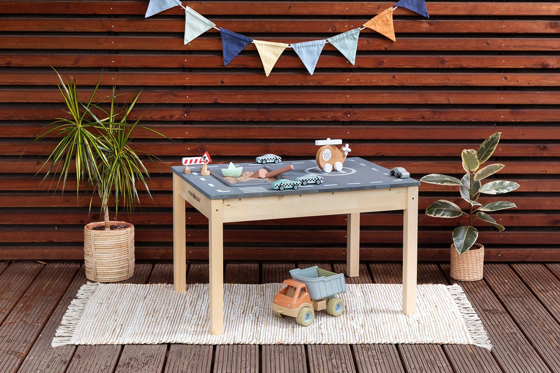 MUDDY BUDDY® Spieltisch Race Runner, Outdoor Spieltisch, natur - lavagrau