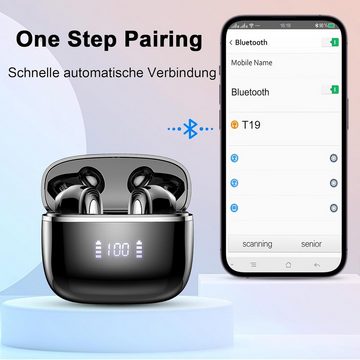 ROMOKE Kabellos Bluetooth 5.3, 4 ENC Noise Cancelling mit 14,2mm Dynamischer In-Ear-Kopfhörer (Satte Klangtextur dank dynamischer Treiber und subtilen Vibrationen., Mit 40 std Spielzeit, Ohrhörer Bluetooth, Digitale LED-Anzeige)