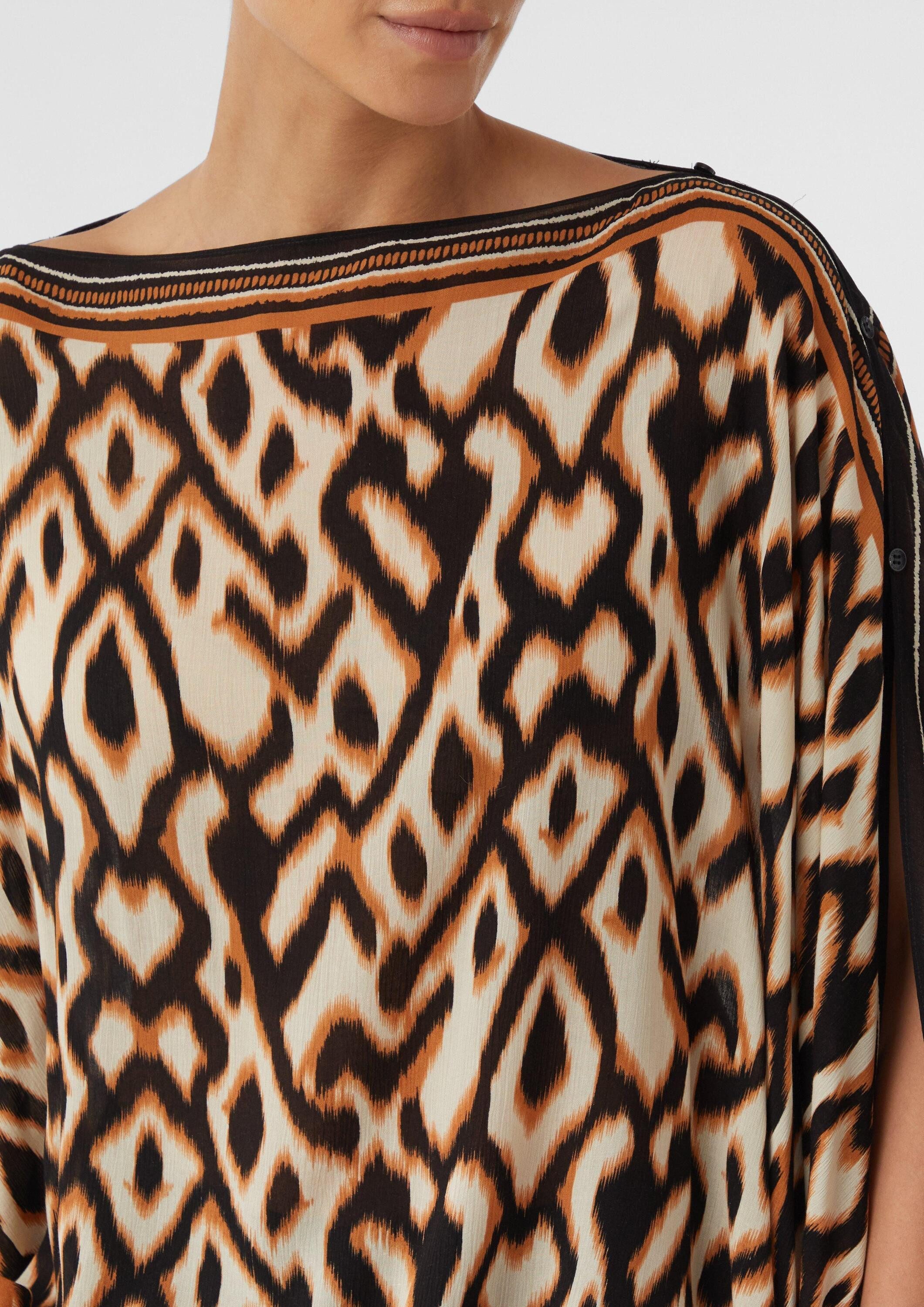 comma Poncho Indoor-Poncho Chiffon-Poncho mit All-over-Print