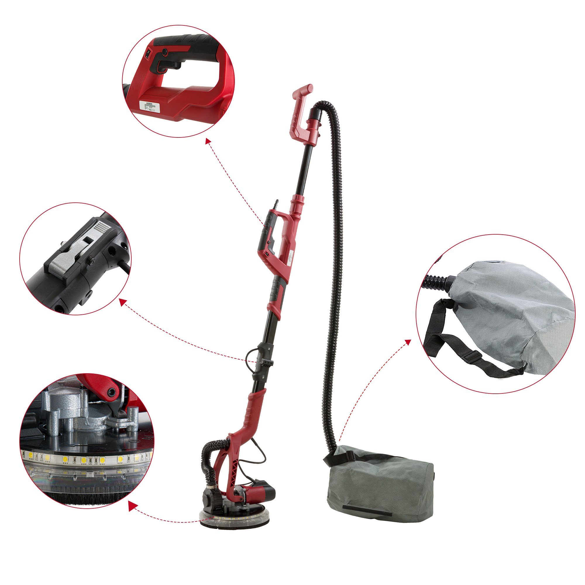 Arebos Deckenschleifer Langhalsschleifer 1850 U/min, Set – Wand- und Deckenschleifer, (Set)