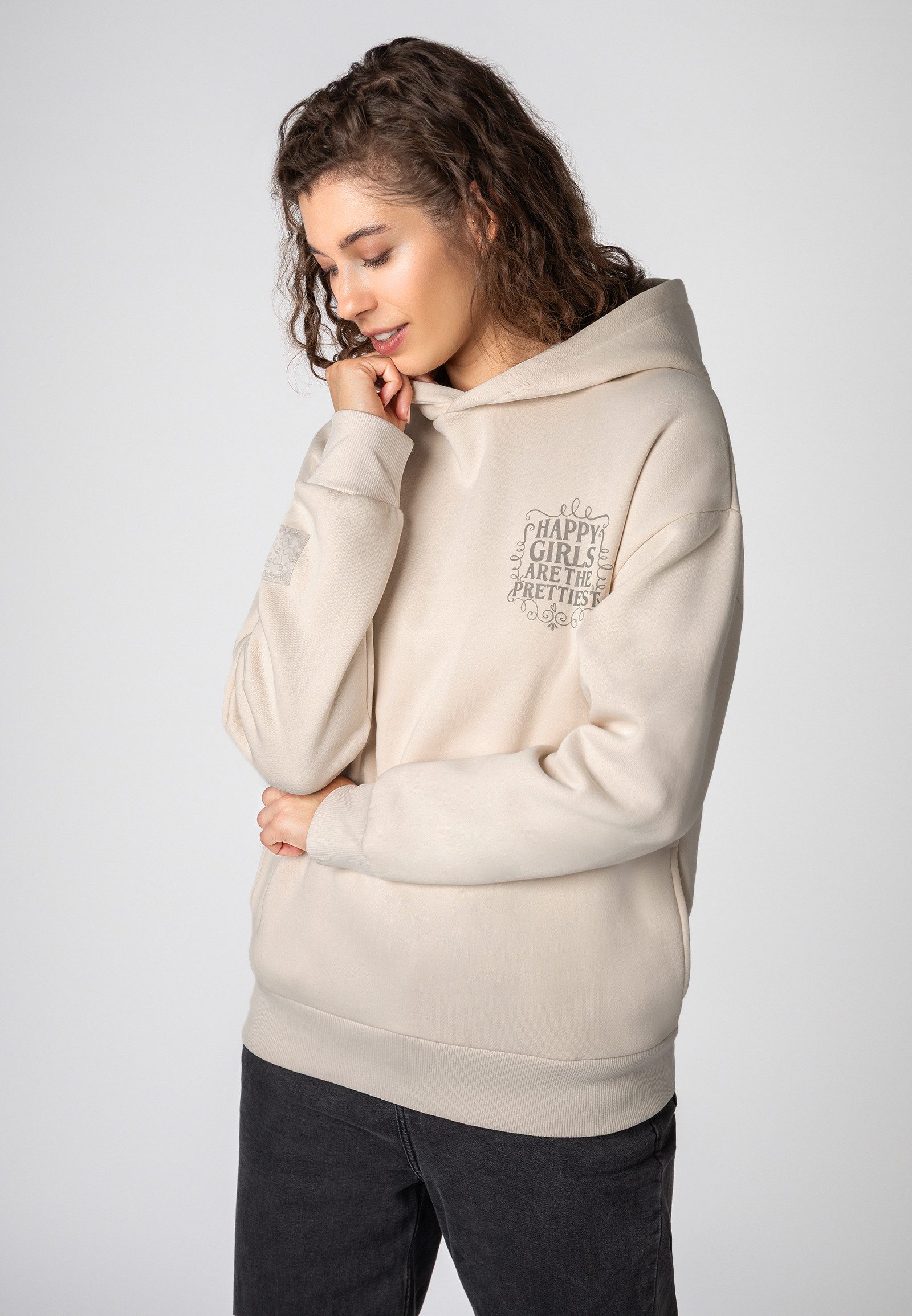 Fresh Made Kapuzenpullover Damen Kapuzenpullover Hoodie mit Artworks Sweater, Kapuzensweatshirt mit Kängurutasche, mit Kapuze