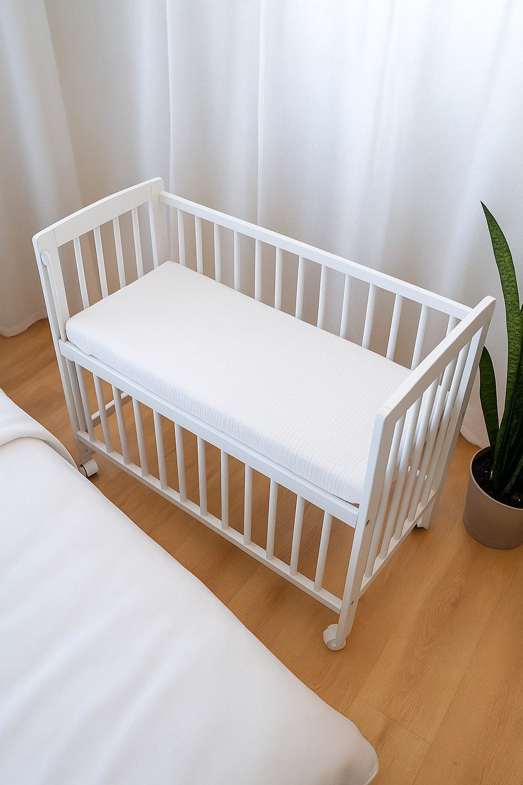 BabyLux Spannbettlaken für Beistellbett 50x90 cm Musselin Bettlaken mit Gummizug, Gummizug: Ja, 50x90_Musselin_Weiß