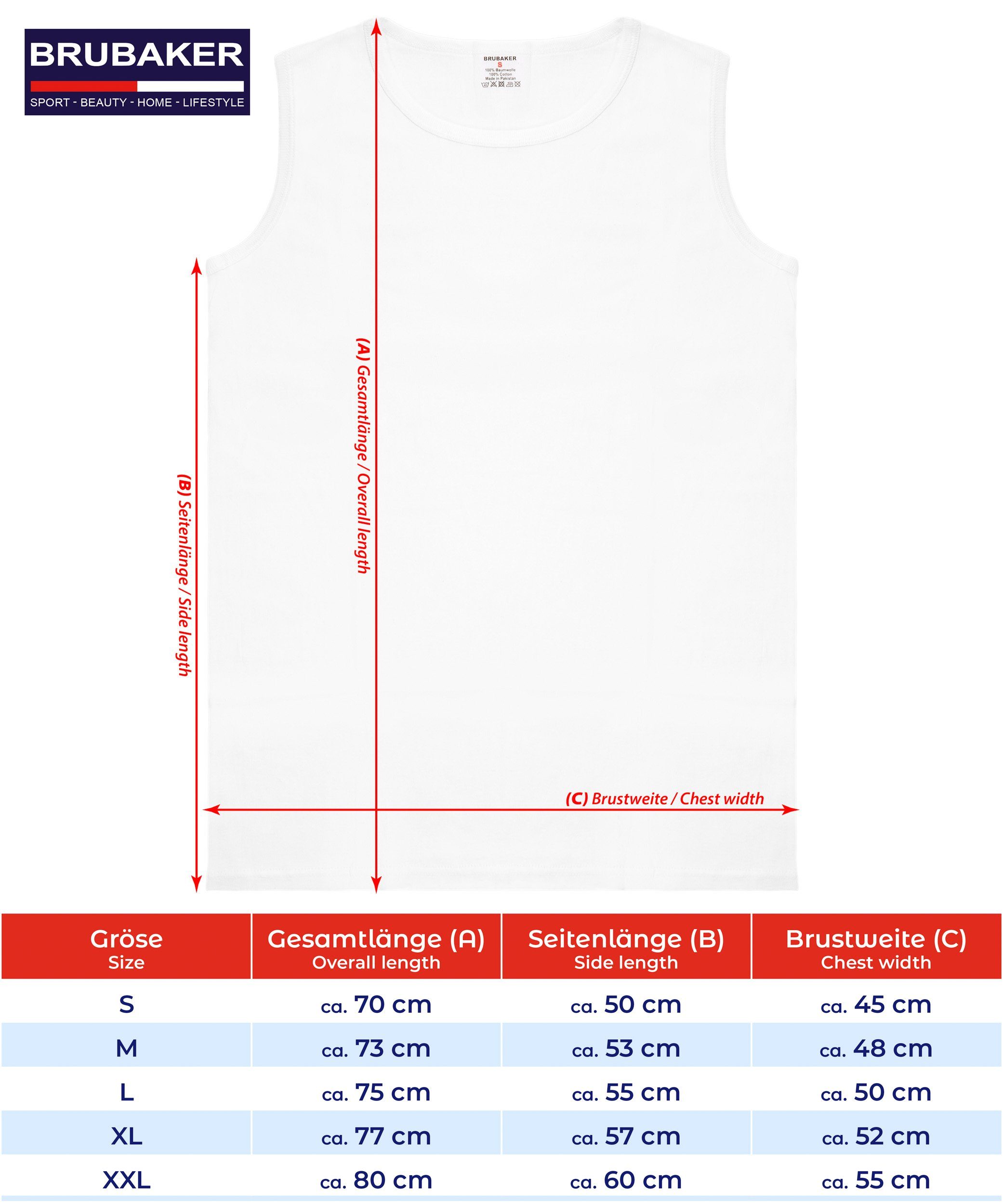 BRUBAKER Muskelshirt Tank Top Unterhemd mit Rundhals Ausschnitt (5er-Pack) Baumwolle Herren Tanktop, Extra Lang für Männer, Schlicht Basic – Bild 5 von 5