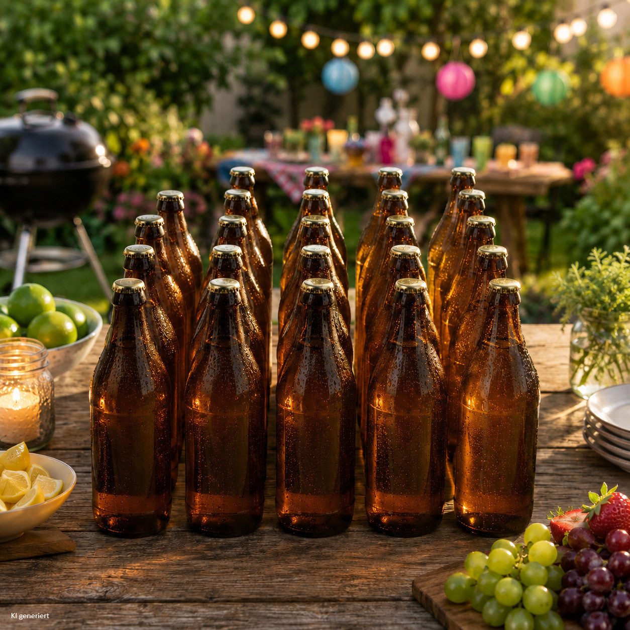 MamboCat Glas 24er Set Bierflaschen Braun 0,5L mit 30 Kronkorken Gold zum Abfüllen, Glas – Bild 2 von 5