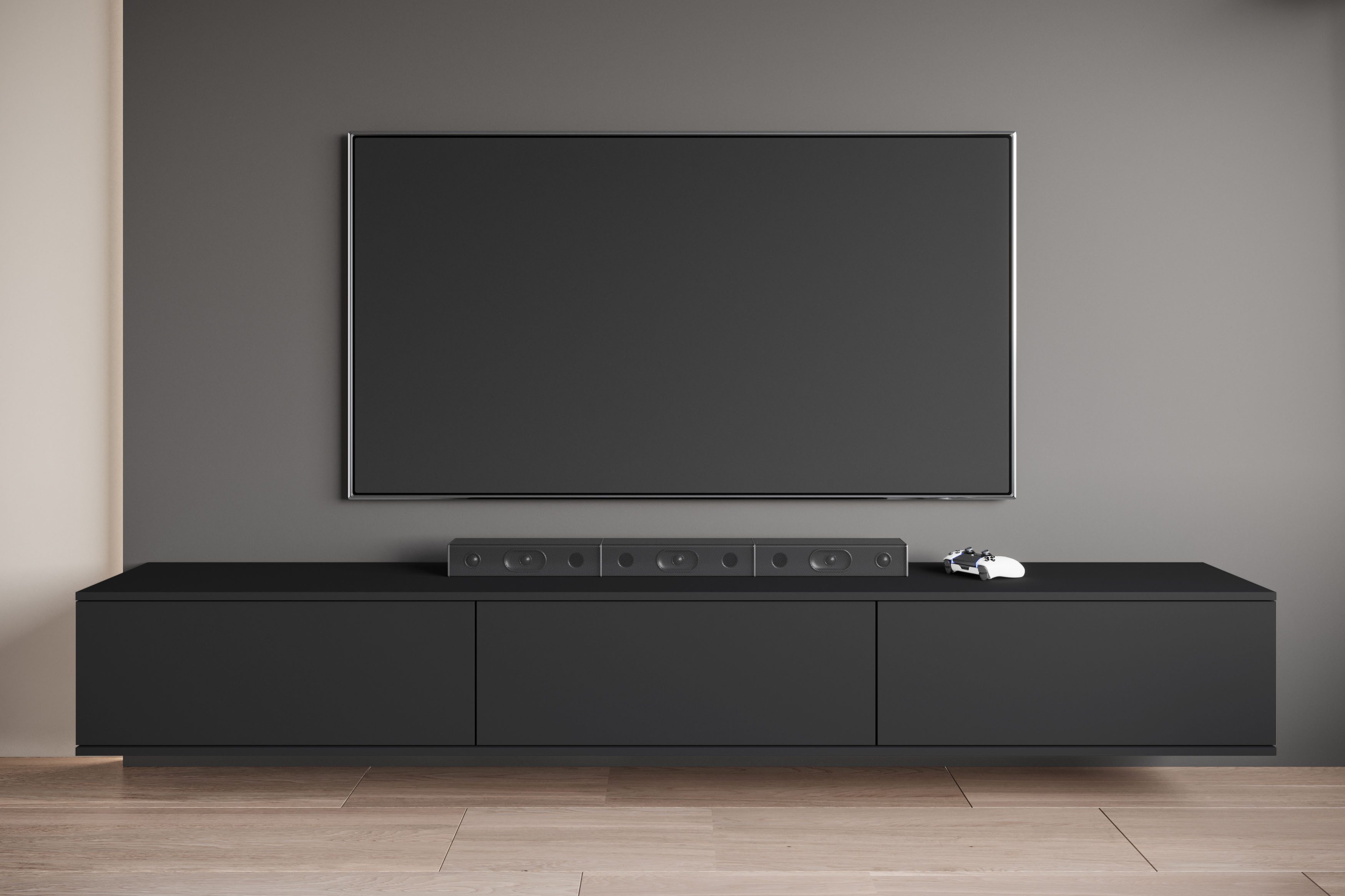 OTTO home Lowboard Kenia TV-Schrank, 220 cm breit, mit 3 Klappen (1 St), Stand- oder Hängemontage, stilvolles Design – Bild 4 von 5