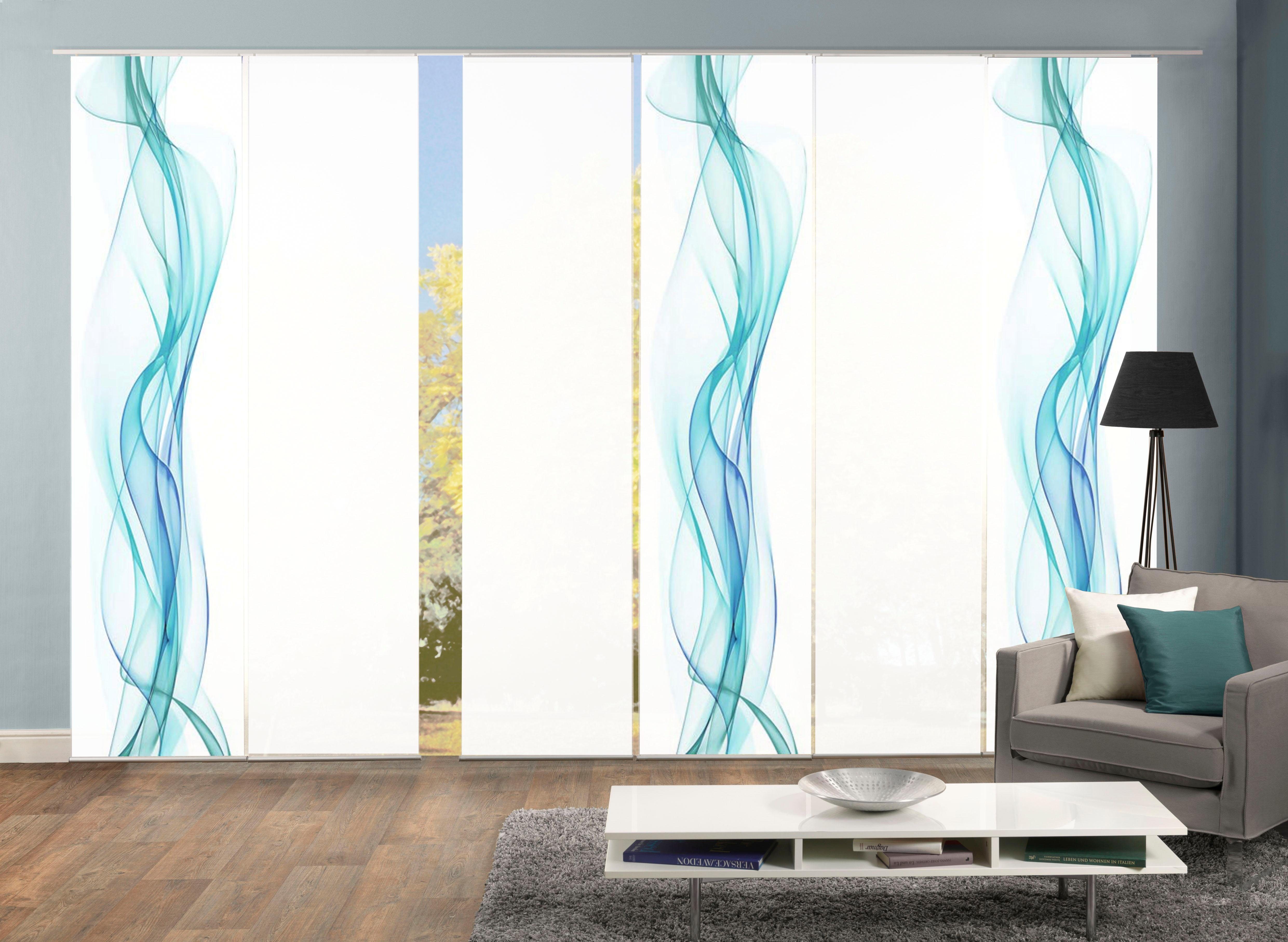 HOME WOHNIDEEN Schiebegardine 6ER SET HAZE (6 St), Paneelwagen, blickdicht, HxB: 245x60, Schiebevorhang 6er Set Digitaldruck