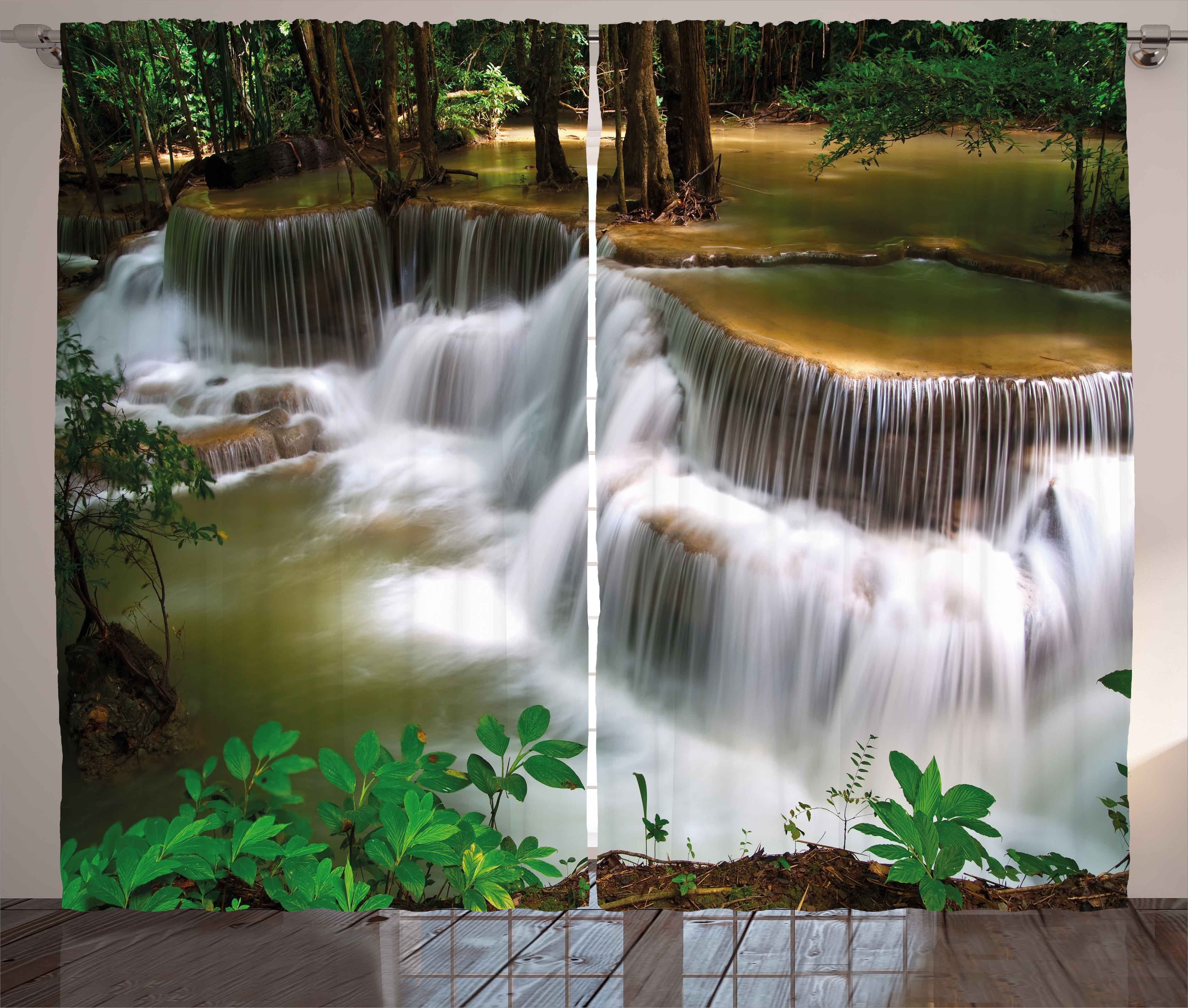 in Thailand Wasserfall mit Haken, Schlafzimmer Kräuselband Schlaufen Abakuhaus, Natur Gardine Vorhang und