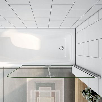 duschspa Badewannenaufsatz Badewannenaufsatz Faltwand Duschabtrennung 2-teilig ESG NANO Glas, Sicherheitsglas, (Set), Nano Glas, Höhe 140cm, verschiedenen Breite(90-120cm)