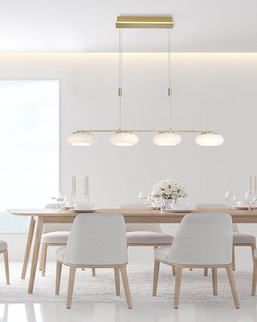 Paul Neuhaus Smarte LED-Leuchte LED Pendellampe Q ETIENNE Smart Home, Smart Home, CCT-Farbtemperaturregelung, RGB-Farbwechsel, Dimmfunktion, Memoryfunktion, mit Leuchtmittel, Warmweiß bis Tageslichtweiß, dimmbar Fernbedienung höhenverstellbar CCT Pendel