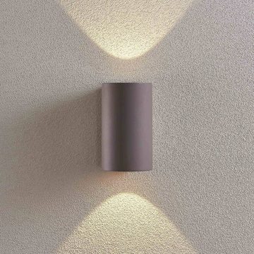 Lindby LED Außen-Wandleuchte Katalia, LED-Leuchtmittel fest verbaut, warmweiß, Beton, grau, 2 flammig, inkl. Leuchtmittel, LED-Außenwandleuchten