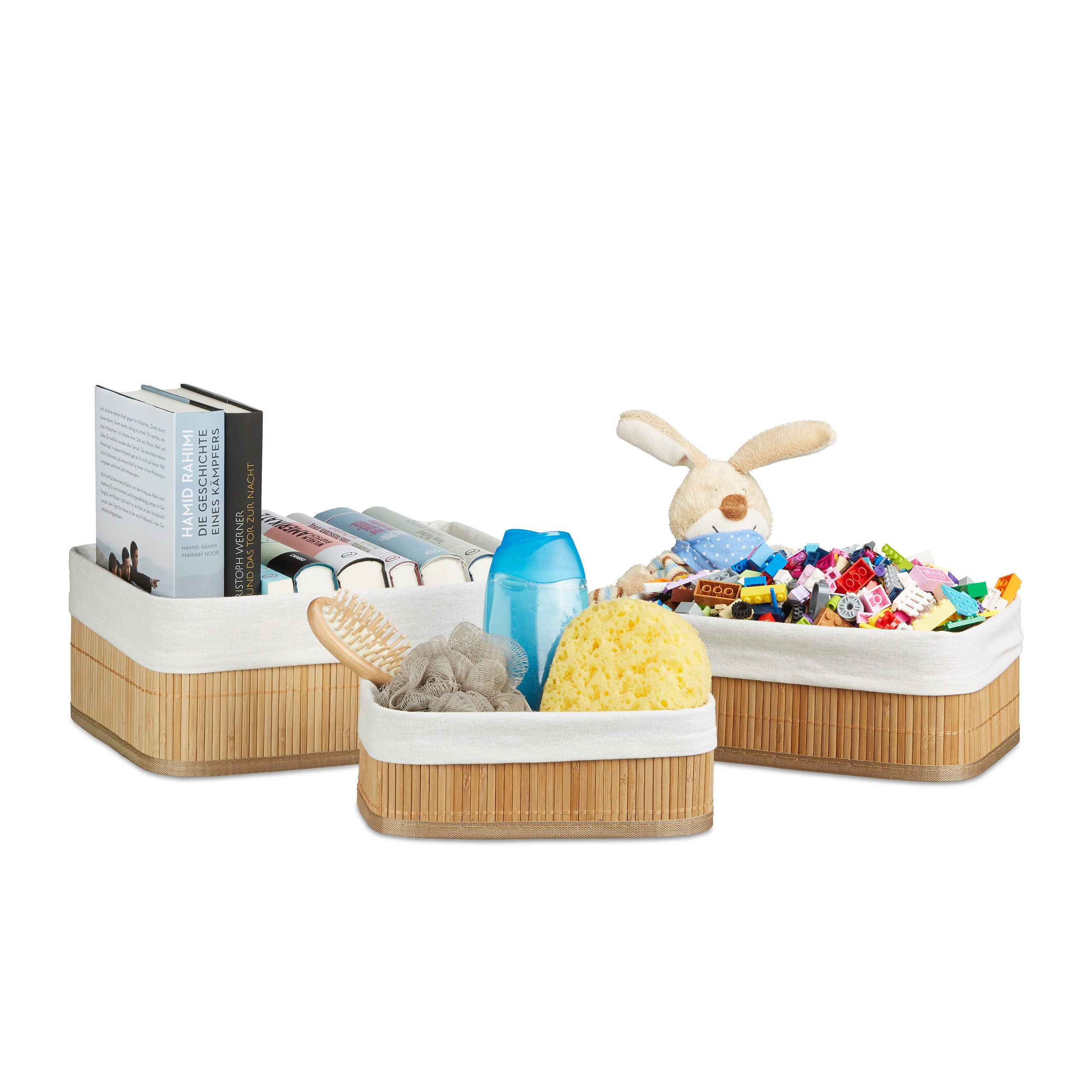 relaxdays Aufbewahrungskorb 12 x Regalkorb Bambus rechteckig (12 St)