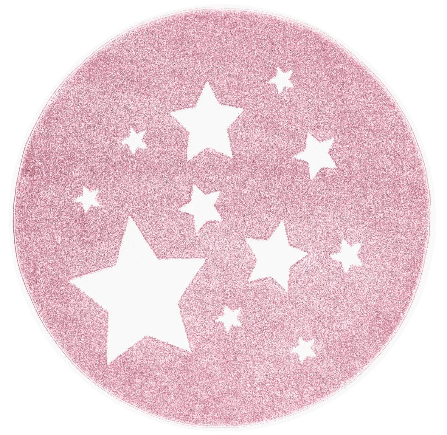 Kinderteppich Spielteppich, Sterne rosa, rund, Ø 133 cm, 18 mm hoch, Scandicliving, rund
