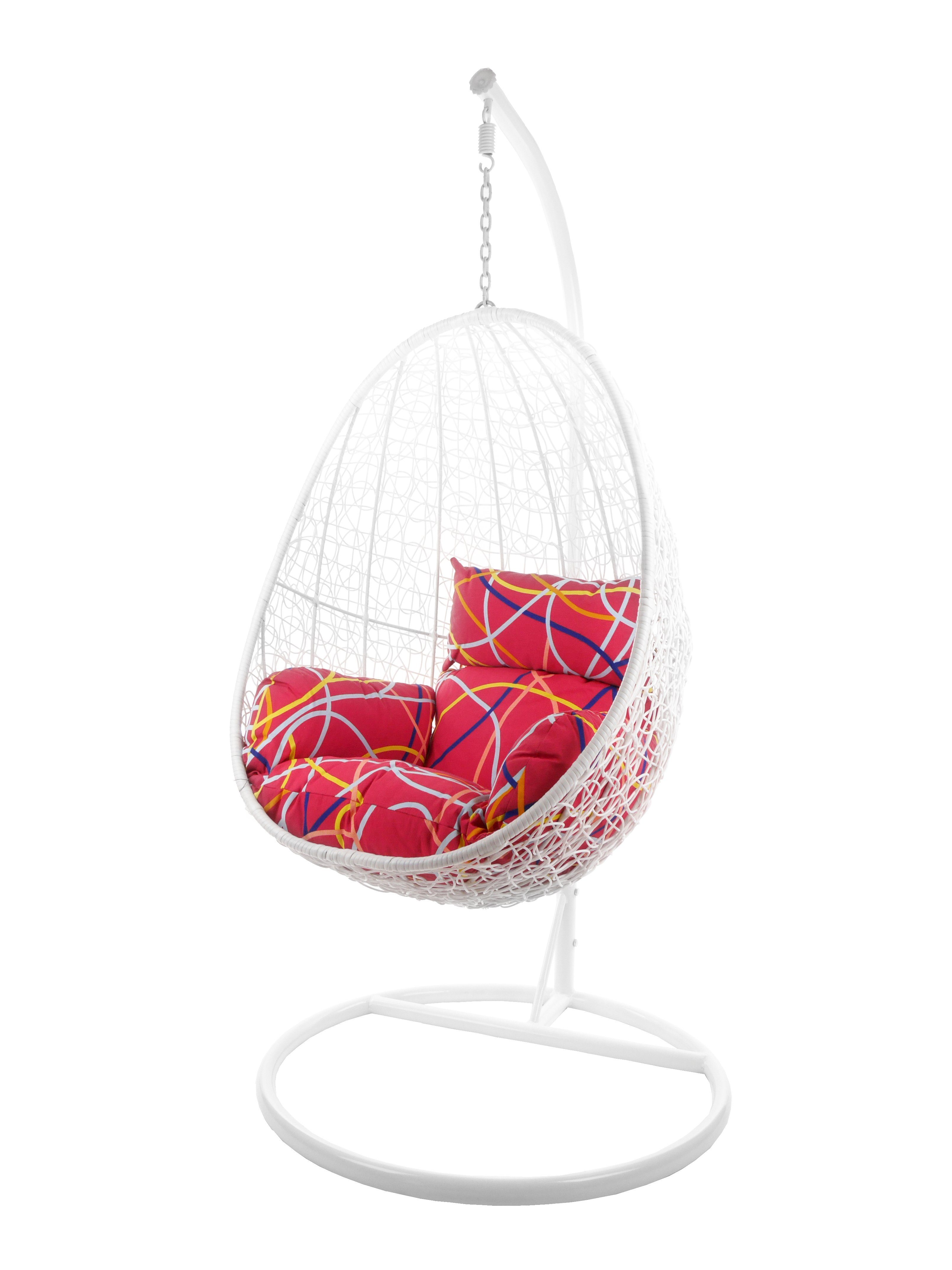KIDEO und Loungesessel, Hängesessel Chair abstract) mit CAPDEPERA Gestell Kissen, weiß, Swing gemustert Hängesessel Hängesessel be (3021 weiß