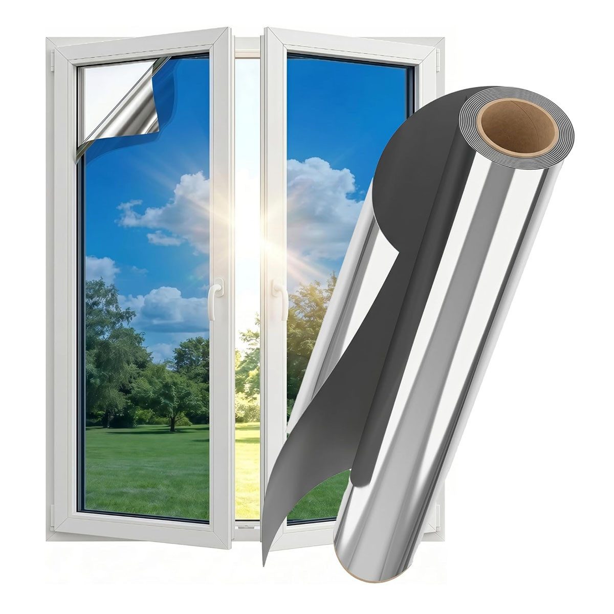 FELIXLEO Fensterfolie Spiegelfolie Fenster Sichtschutz Sonnenschutz Hitzeschutz 70x200CM