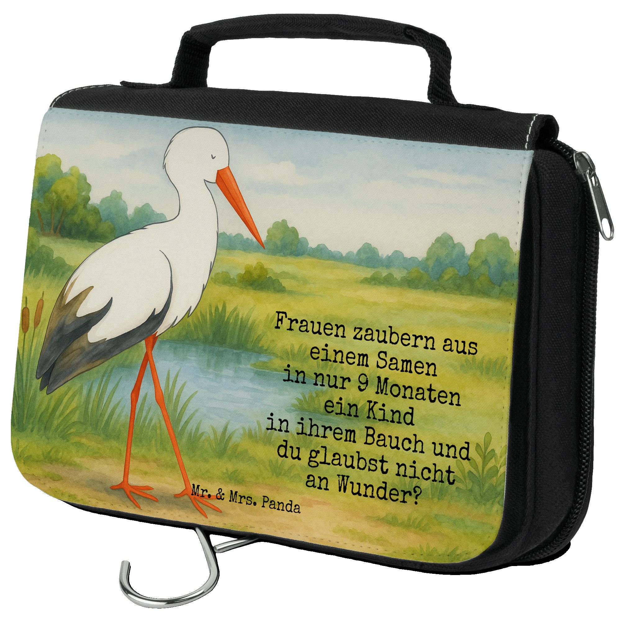 Kulturbeutel Storch Design, badtasche, Weiß, kosmetiktäschchen, Kulturtasche, hygi