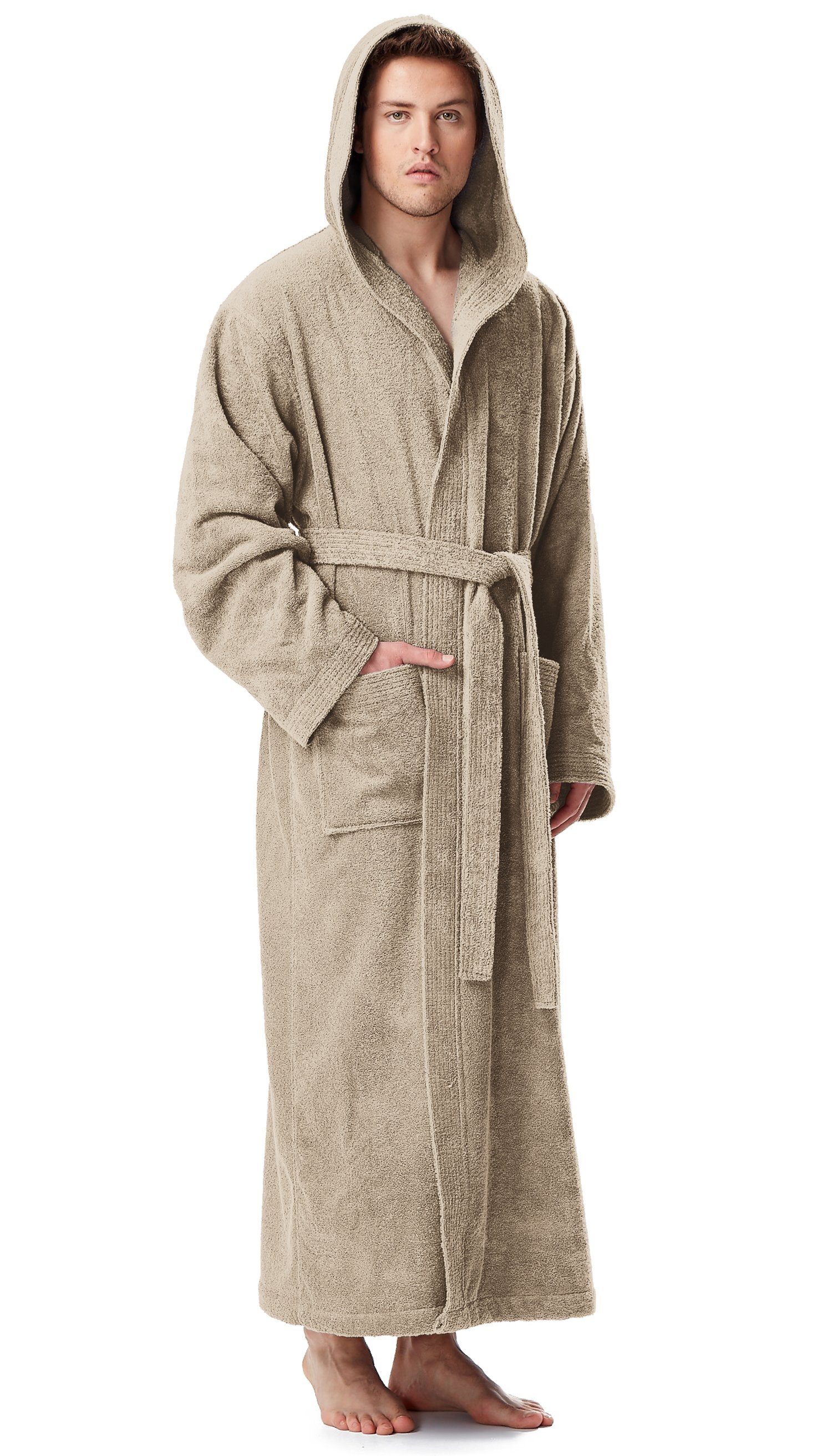 Arus Herrenbademantel Pacific, mit Kapuze, 100% Baumwolle, extra lang, für günstig online kaufen