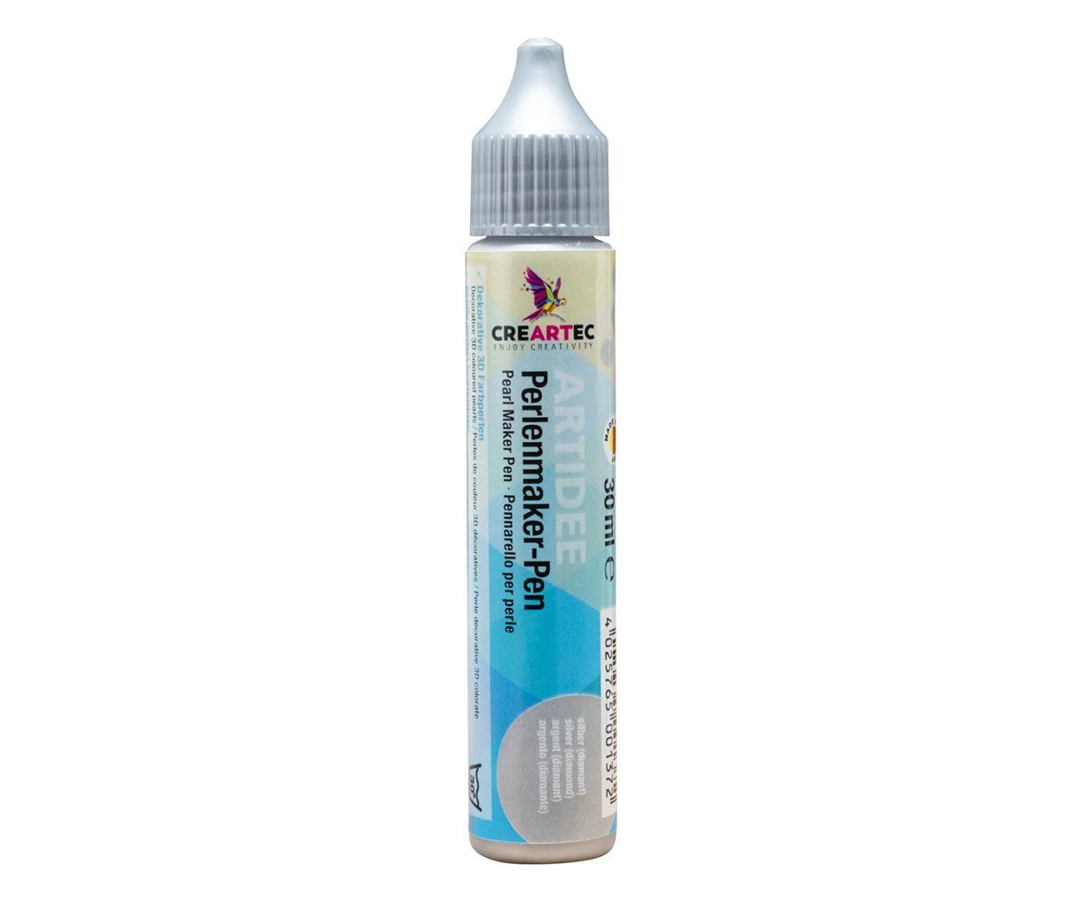 CREARTEC Bastelfarbe Perlenmaker - silber - zum Gestalten von 3D Farbperlen - je 30ml, auf Textilien, Holz, Pappe, Leder, Glas, Keramik - Made in Germany