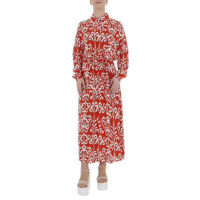 Ital-Design Maxikleid Damen Freizeit Ornamente Blusenkleid in Rot