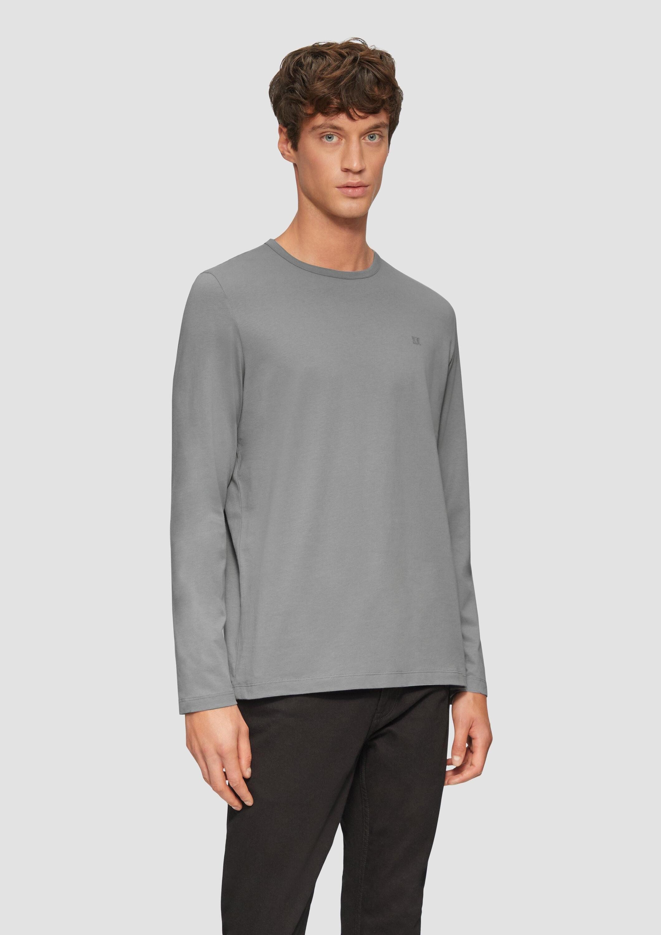 s.Oliver Langarmshirt T-Shirt Softes Longsleeve aus Jersey mit Logo-Detail