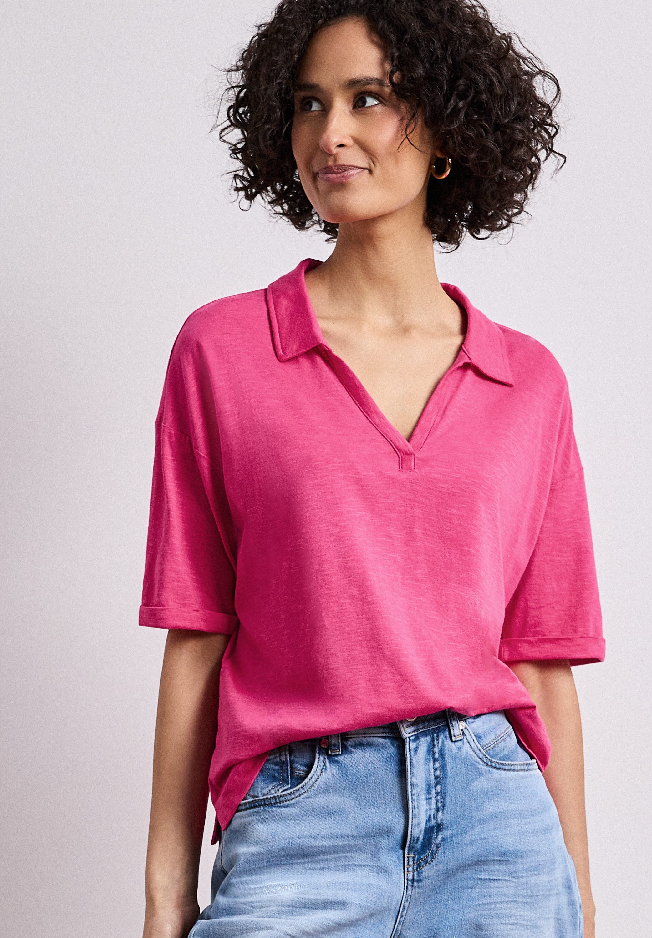 STREET ONE Poloshirt im soften Baumwoll-Mix