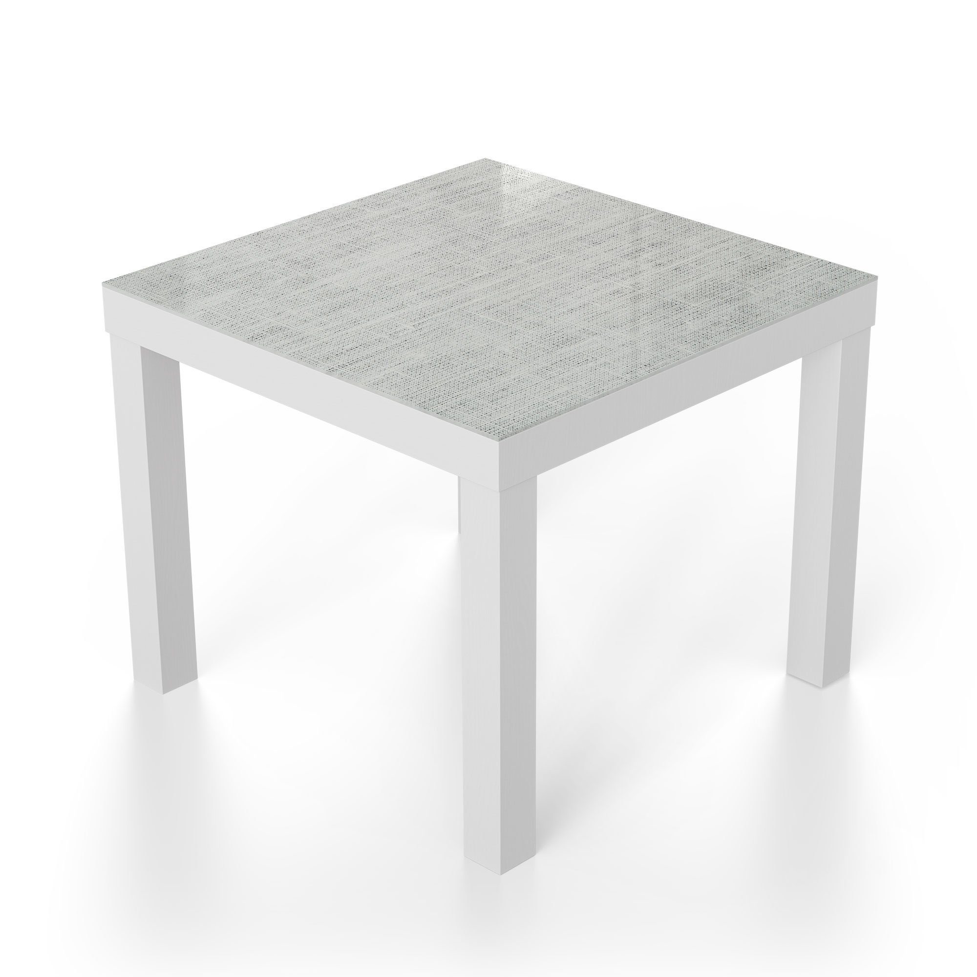 DEQORI Couchtisch 'Gewebte modern Glastisch Beistelltisch Weiß Glas Leinenfaser'