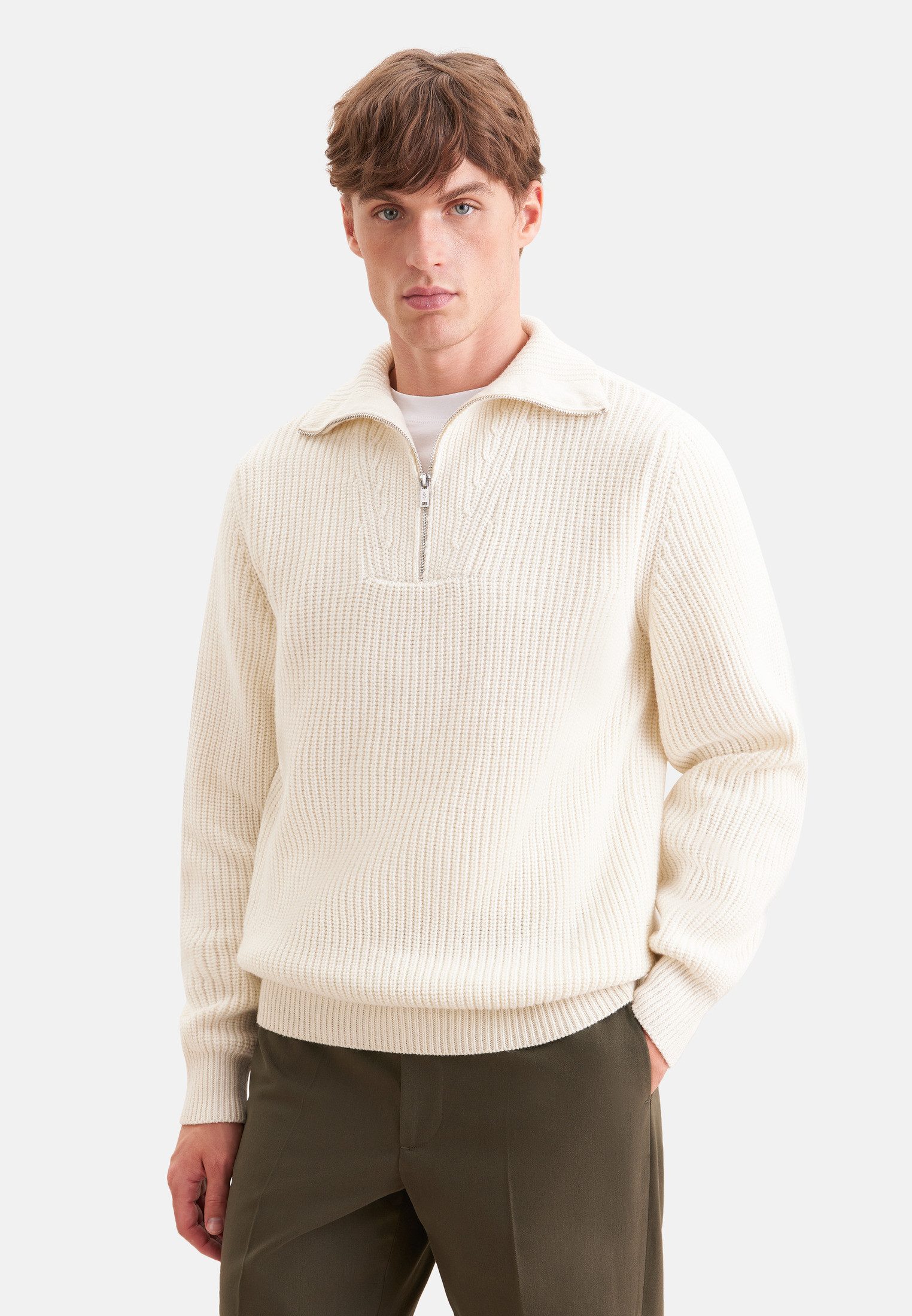 seidensticker Strickpullover Schwarze Rose Troyer Uni