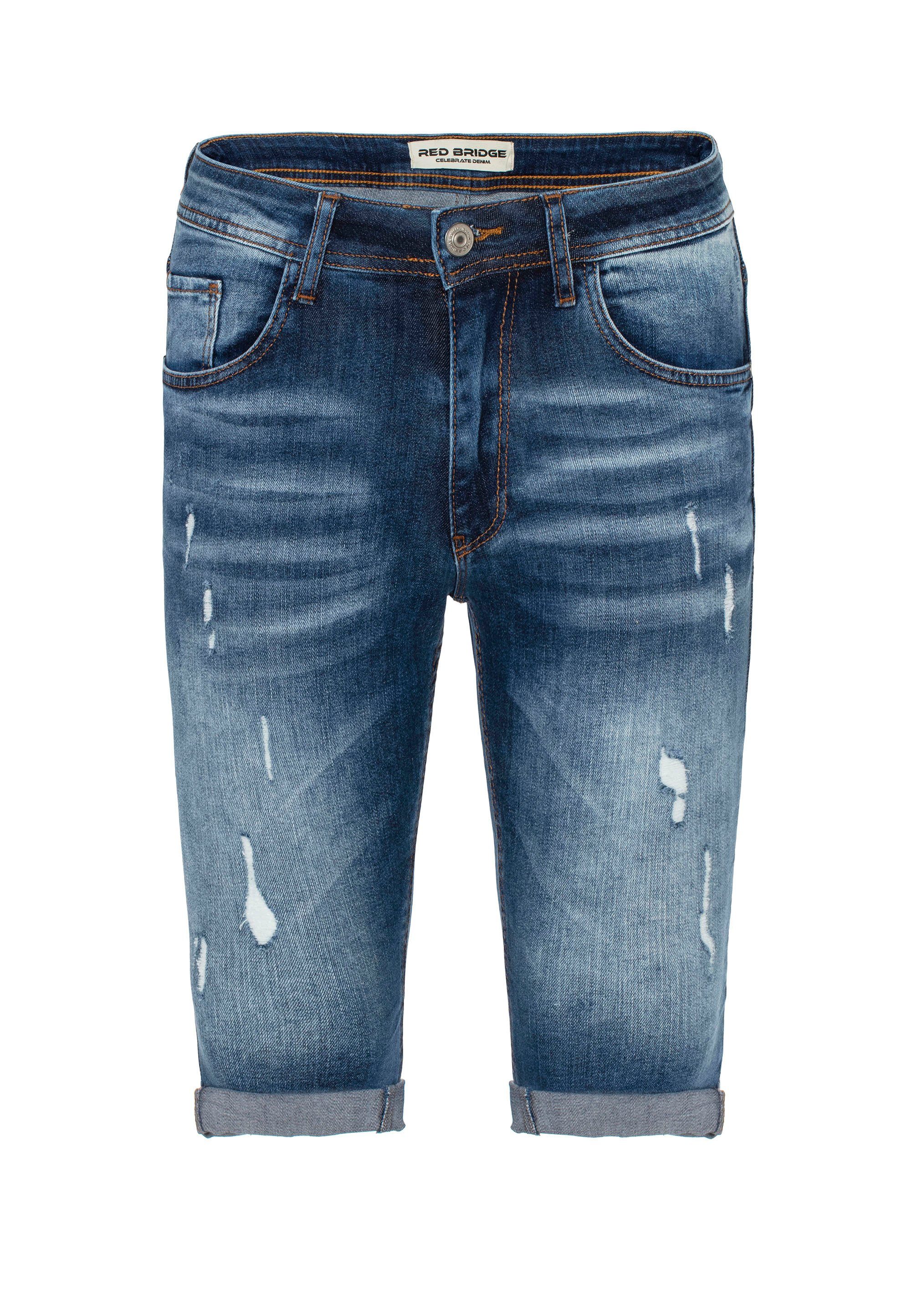 Shorts trendigen Destroyed-Elementen blau mit RedBridge