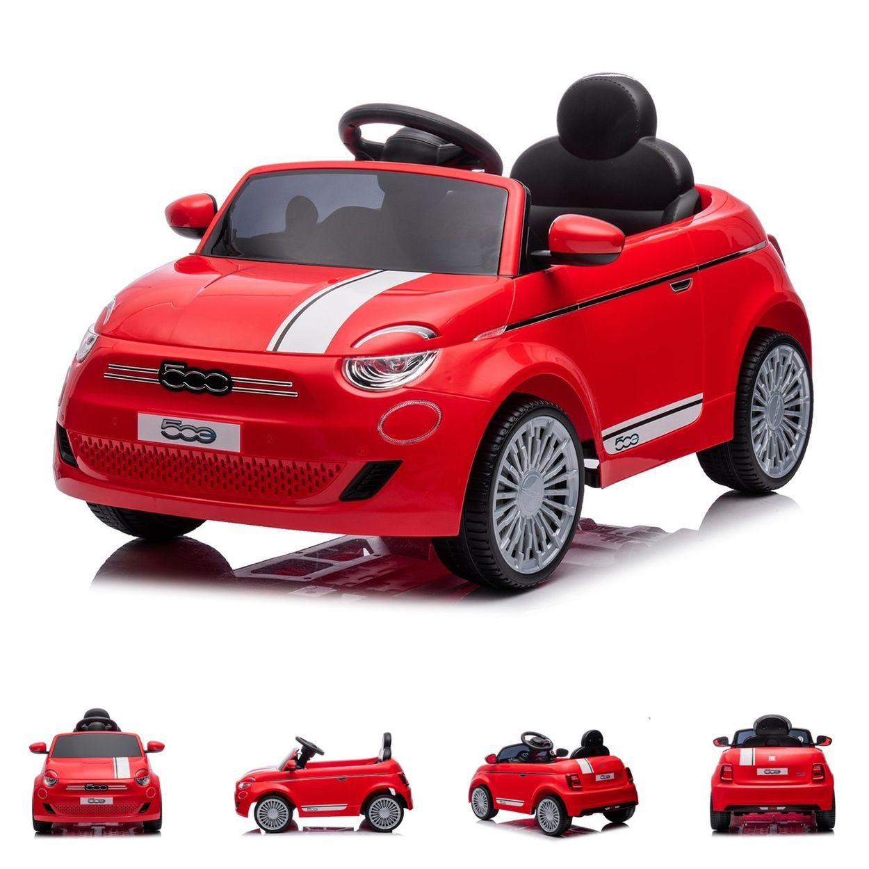 Chipolino Elektro-Kinderauto Fiat 500, Belastbarkeit 30 kg, Fernbedienung, Sicherheitsgurt, MP3, USB, Türen zum Öffnen, lizenziert
