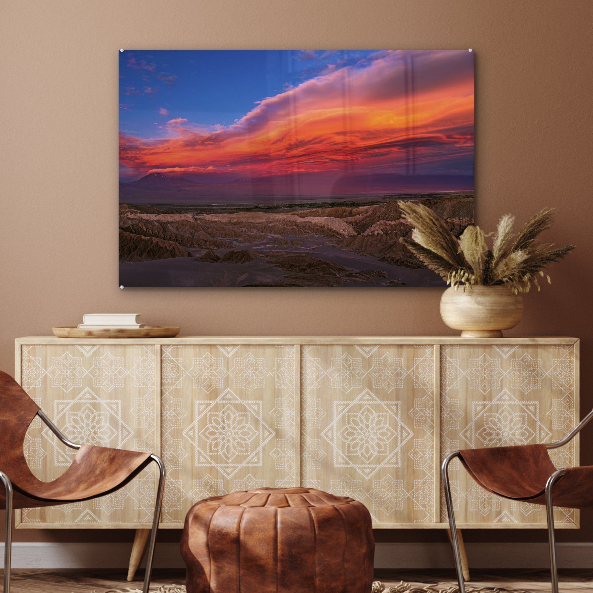 der Sonnenaufgang St), Wohnzimmer Schlafzimmer MuchoWow Acrylglasbilder in & (1 Acrylglasbild Atacama-Wüste,