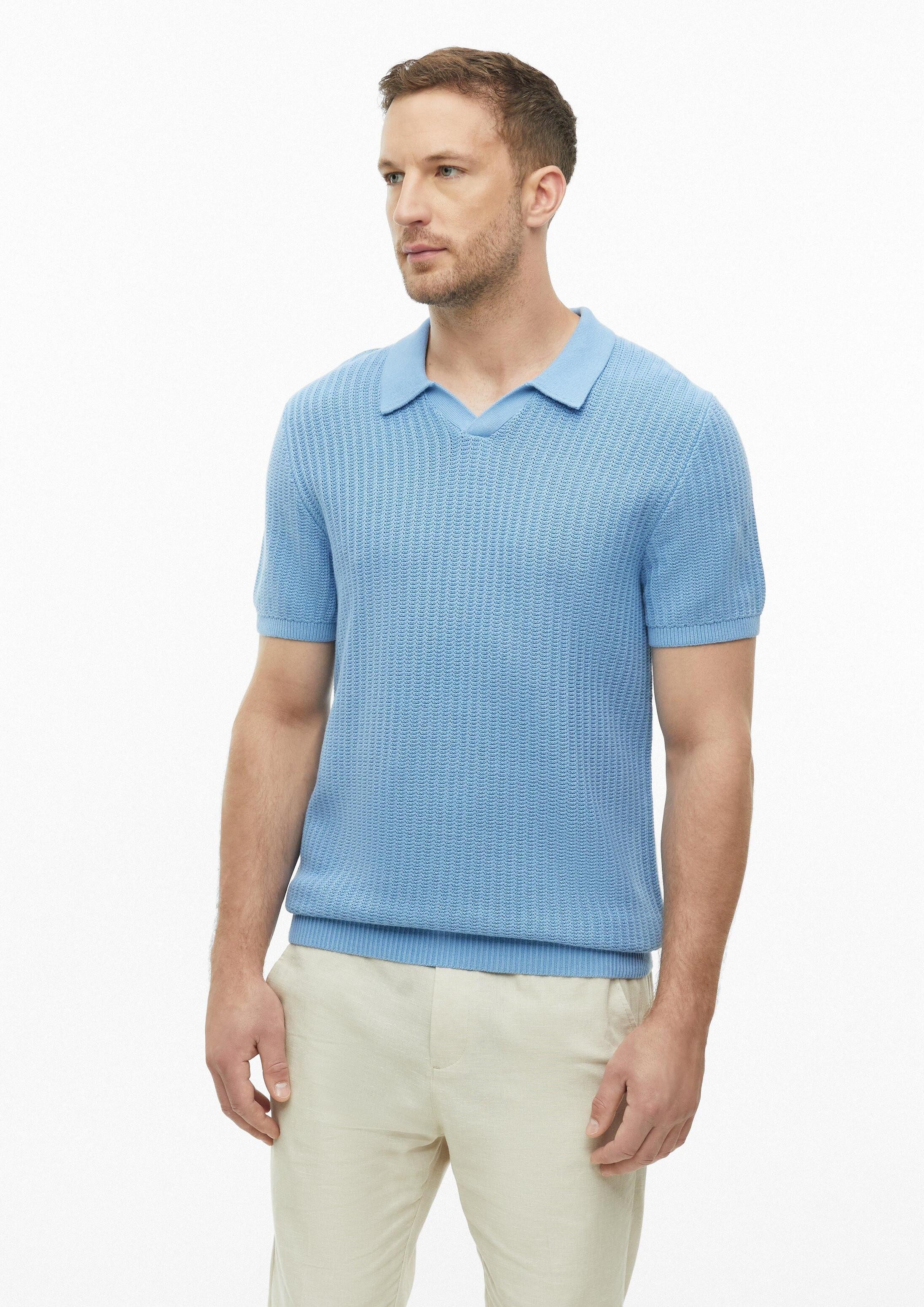 s.Oliver Kurzarmpullover Strickpullover Strukturiertes Strick-Polo mit Rippbündchen