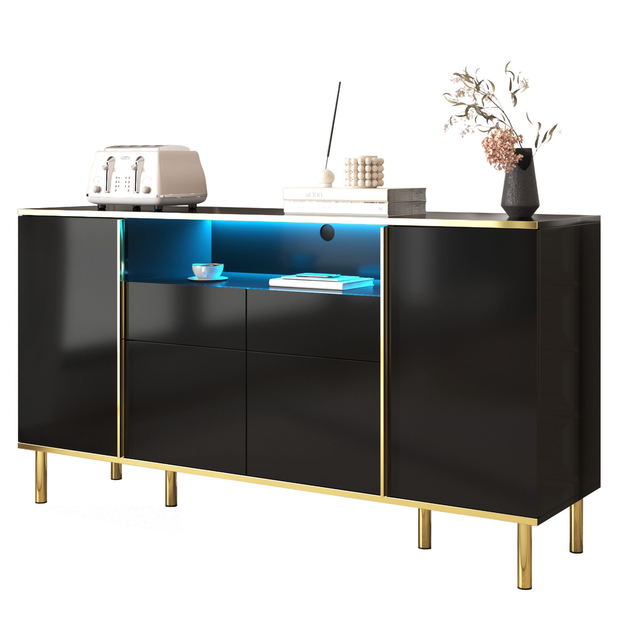 Sideboard Hochglänzendes Sideboard – B150/T40/H80cm
