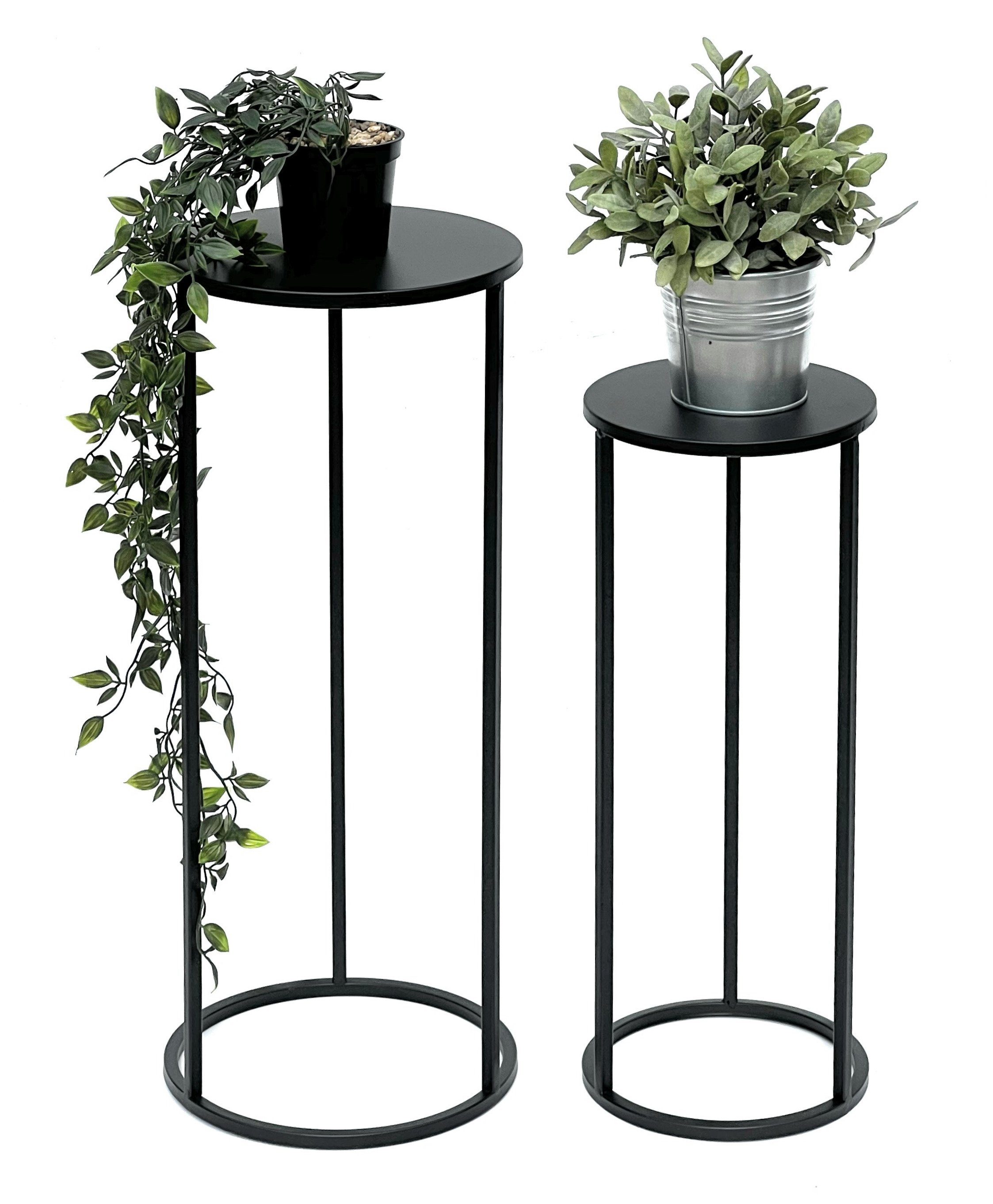 Rund 2er Blumenständer DanDiBo Schwarz Blumenhocker Blumenständer Beistelltisch Metall Set