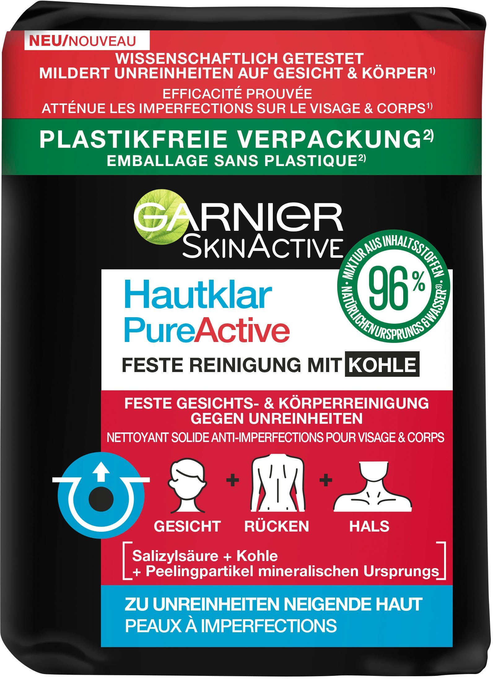 GARNIER Gesichtsseife Hautklar PureActive Feste Reinigung