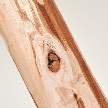 hofstein Stehlampe moderne Stehlampe aus Holz/Metall/Stoff in Natur/Schwarz/Weiß, ohne Leuchtmittel, mit rundem Schirm (38cm) u. Fußschalter, 1x E27, ohne Leuchtmittel